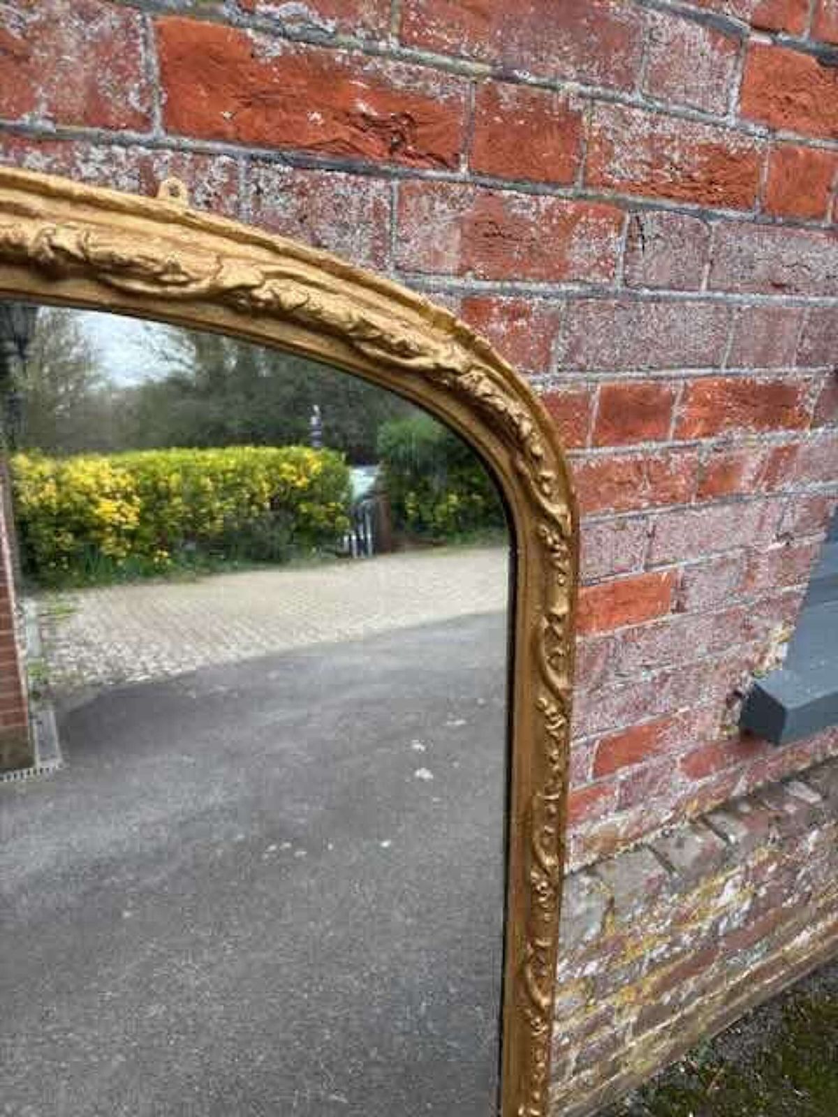 A Stunning Large Antique English 19th C Carved Wood & Gesso Gilt Overmantle Mirror. photo furniture