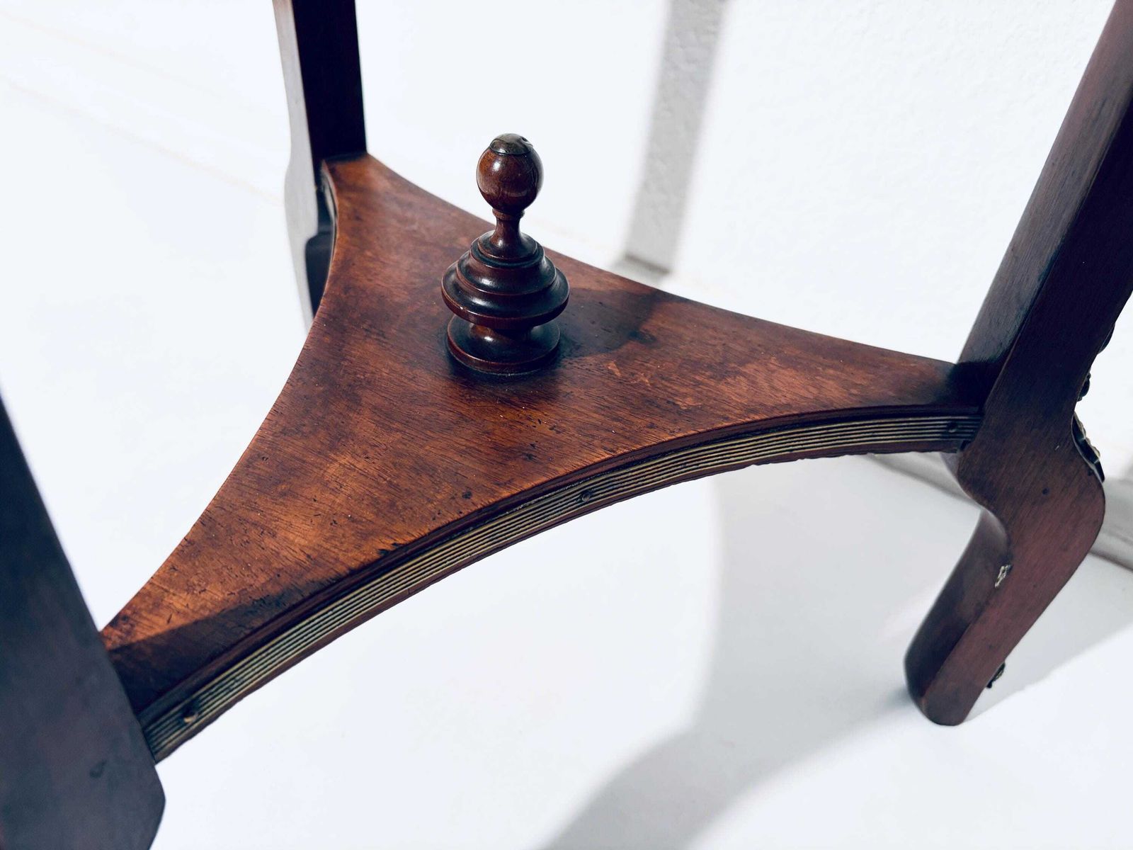 photo buy Antique Round Louis XVI Wooden Flower Table Jardiniere With Ceramic Tile Tree Motif / 1890s France