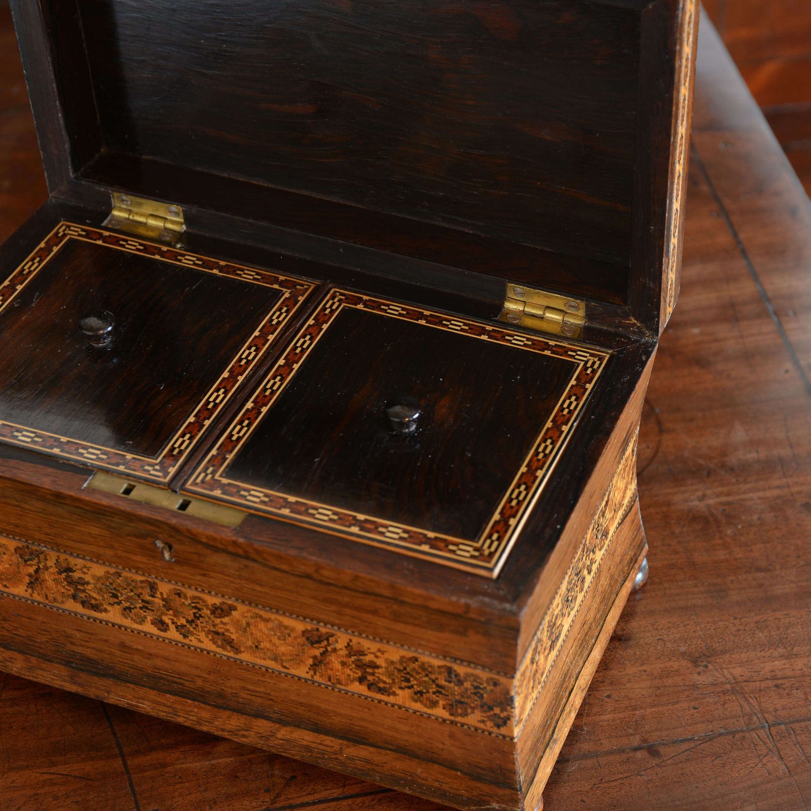Hever Castle Tunbridge Ware Rosewood Tea Caddy By Henry Hollamby photo Home Decor