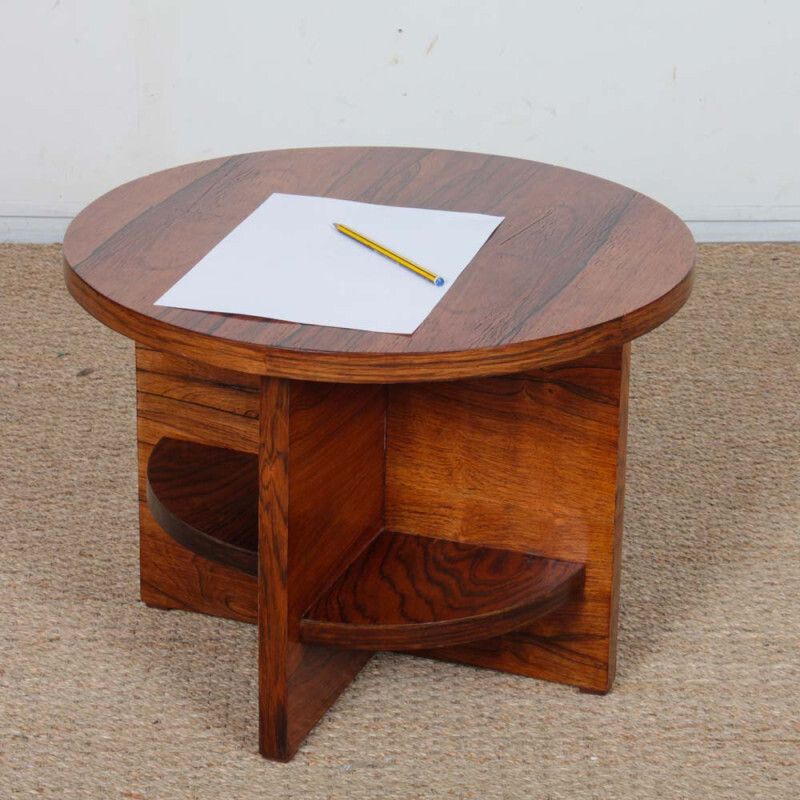 Round Coffee Table In Walnut And Rosewood, 20th Century photo 990.0