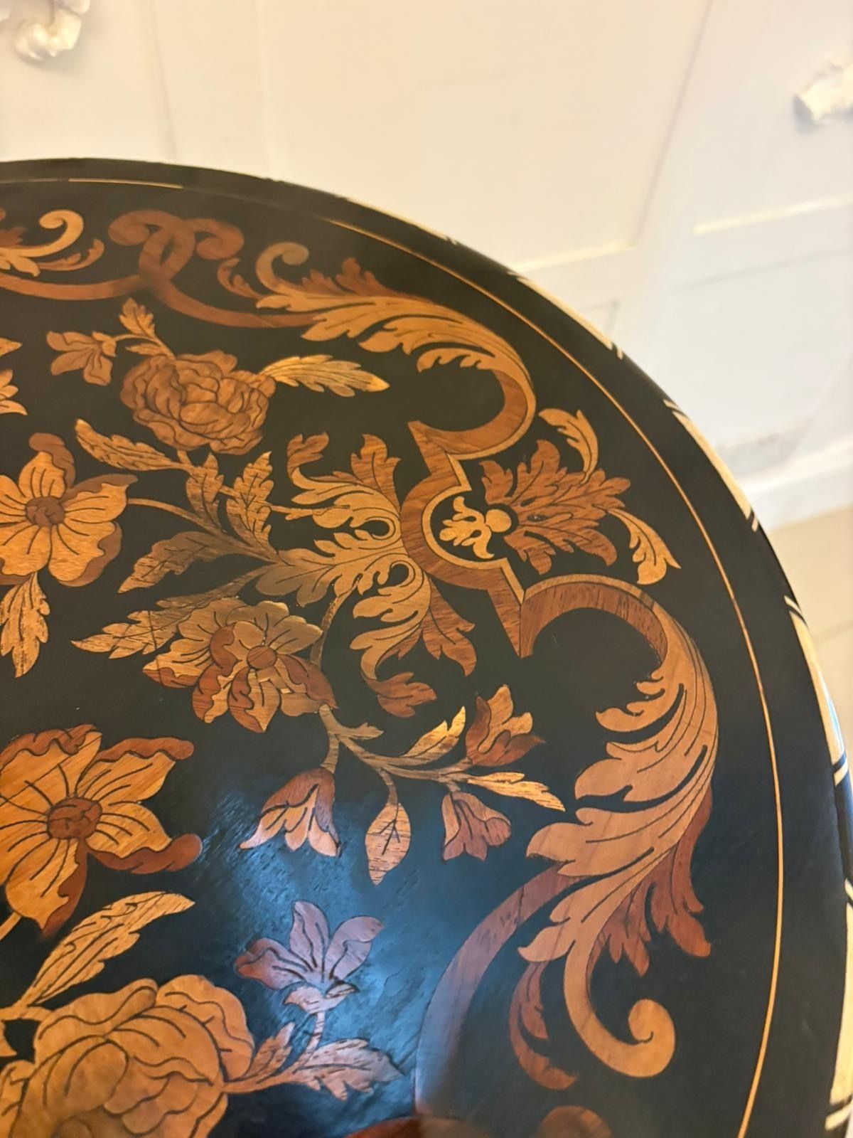 Quality Antique Italian Ebonised And Marquetry Inlaid Pedestal Occasional Centre Table photo 2950.0