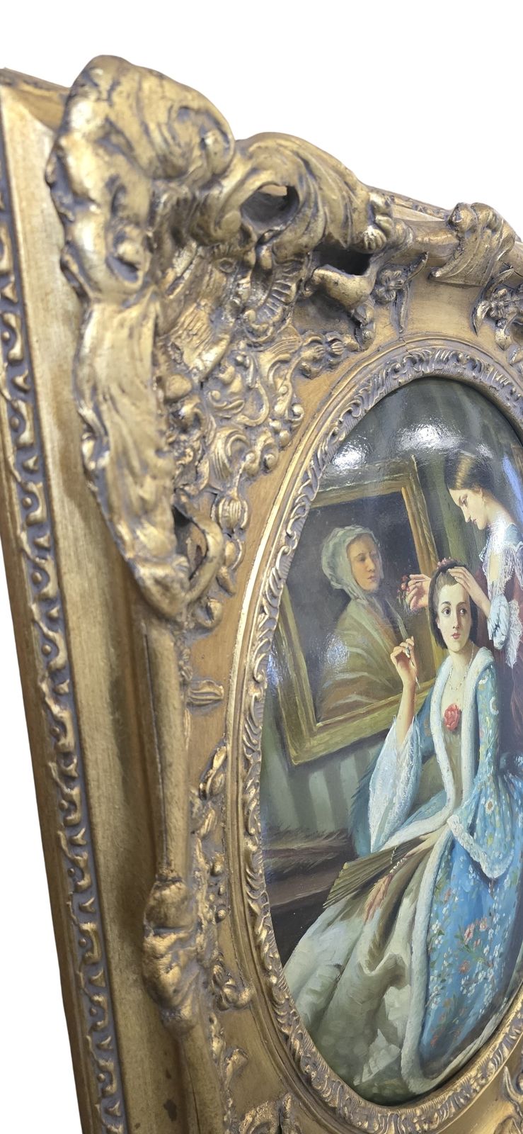 photo vinterior Coppia Di Oli Su Tela D'epoca Scene Galanti Settecentesche Firmati
