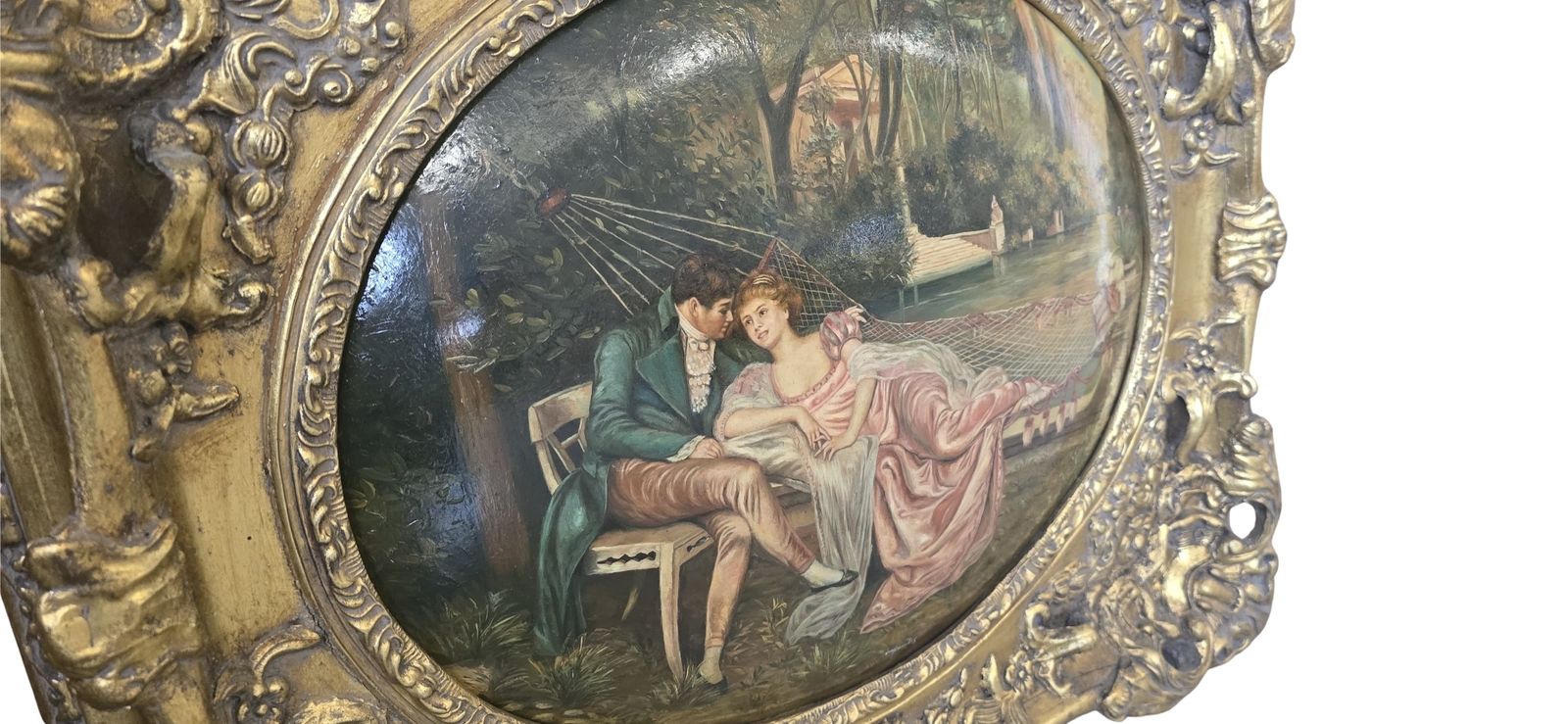 photo buy Coppia Di Oli Su Tela D'epoca Scene Galanti Settecentesche Firmati