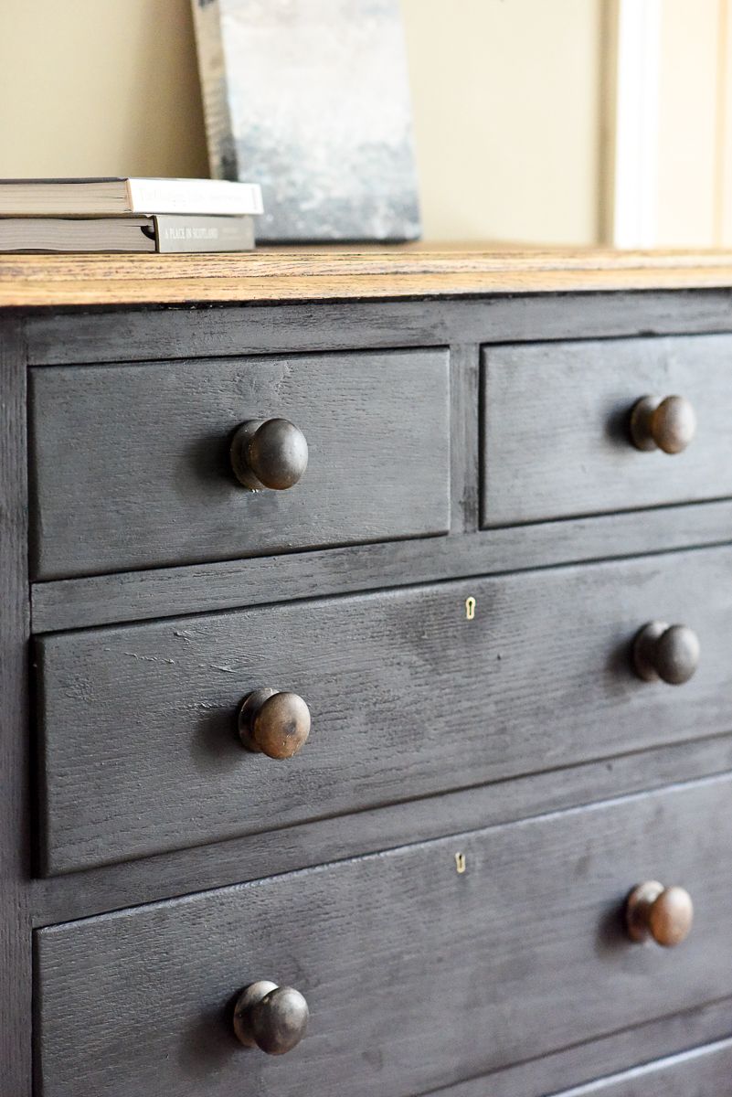 Rustic Black Chest Of Drawers In Oak. photo buy