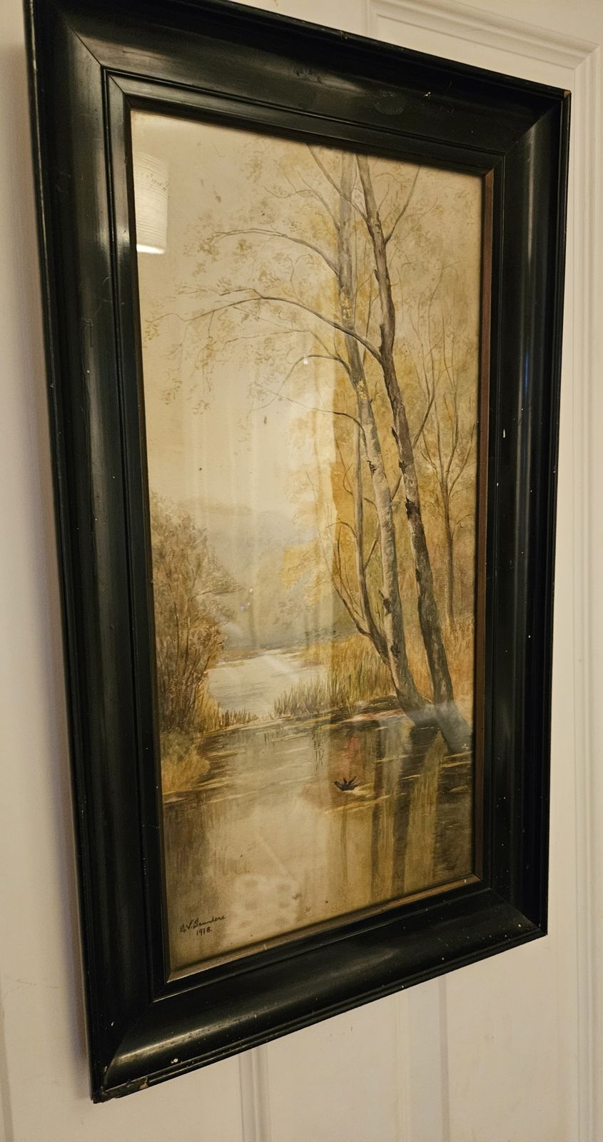 Original Early20th Century 1918 Watercolour Landscape Painting Signed photo for sale