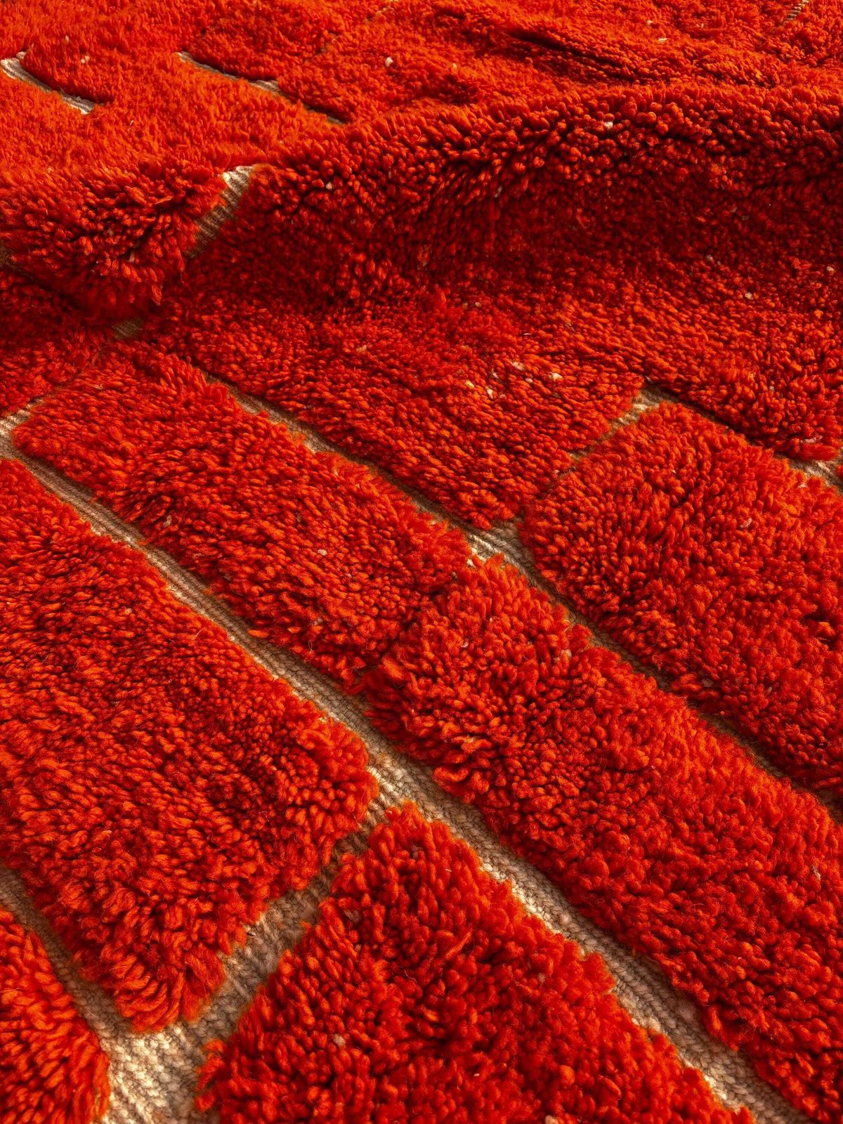 Handmade Moroccan Mrirt Rug – Burnt Orange Wool Rug 200x300 Cm – Modern Textured Carpet – Bold Abstract Design – Large Living Room Area Rug photo buy