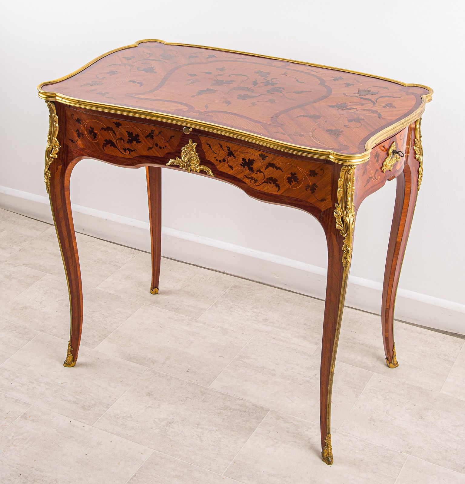 Antique French Marquetry Writing Table By Durand Paris Ormolu Mounts C1880 photo for sale