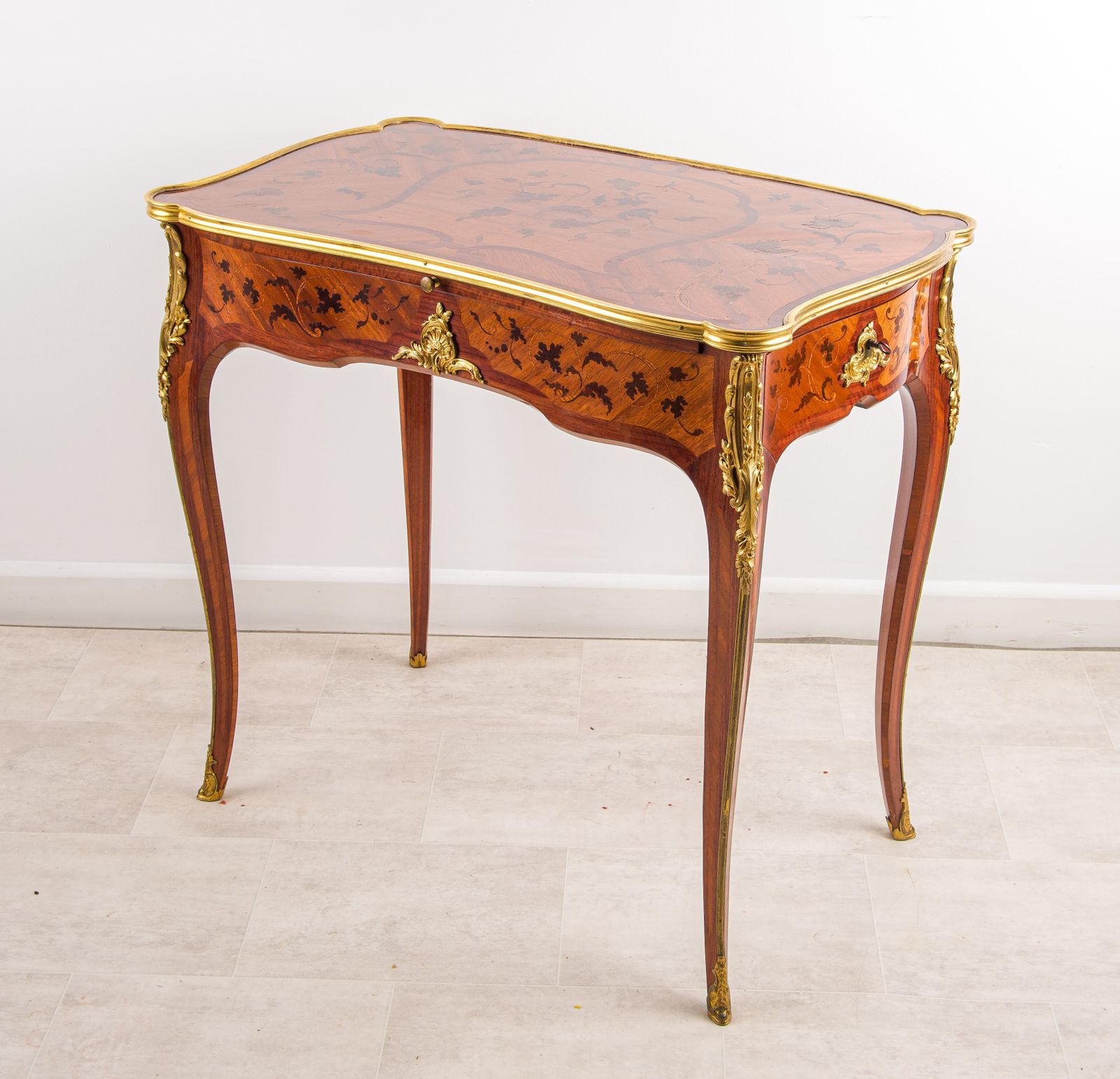 Antique French Marquetry Writing Table By Durand Paris Ormolu Mounts C1880