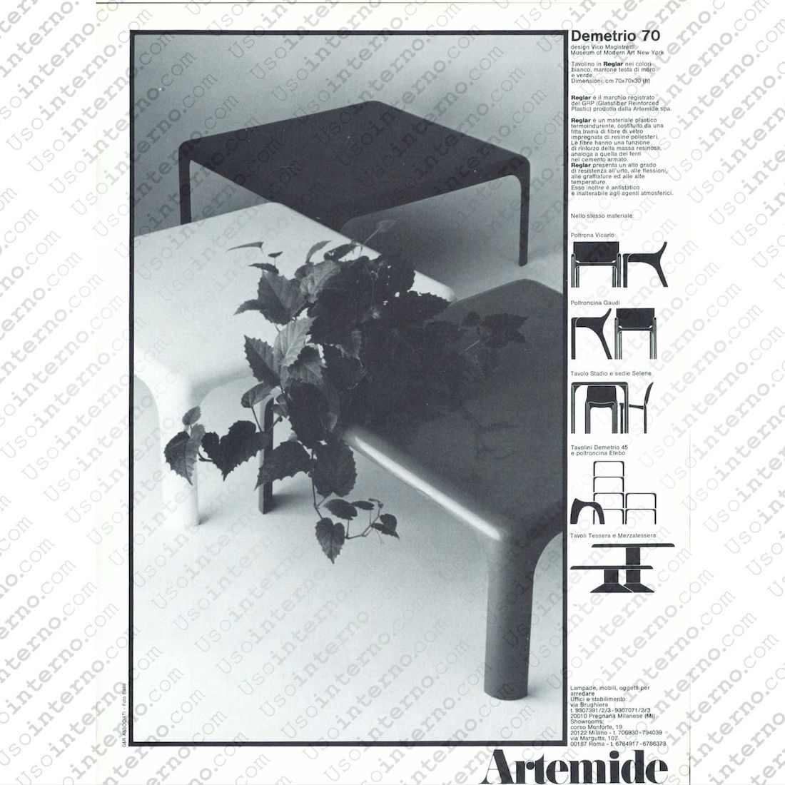“Demetrio 70” Coffee Table By Vico Magistretti For Artemide, 1960s photo furniture
