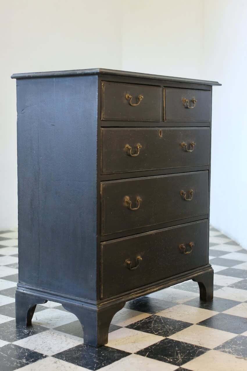 Georgian Black Tall Pine Chest Of Drawers photo furniture