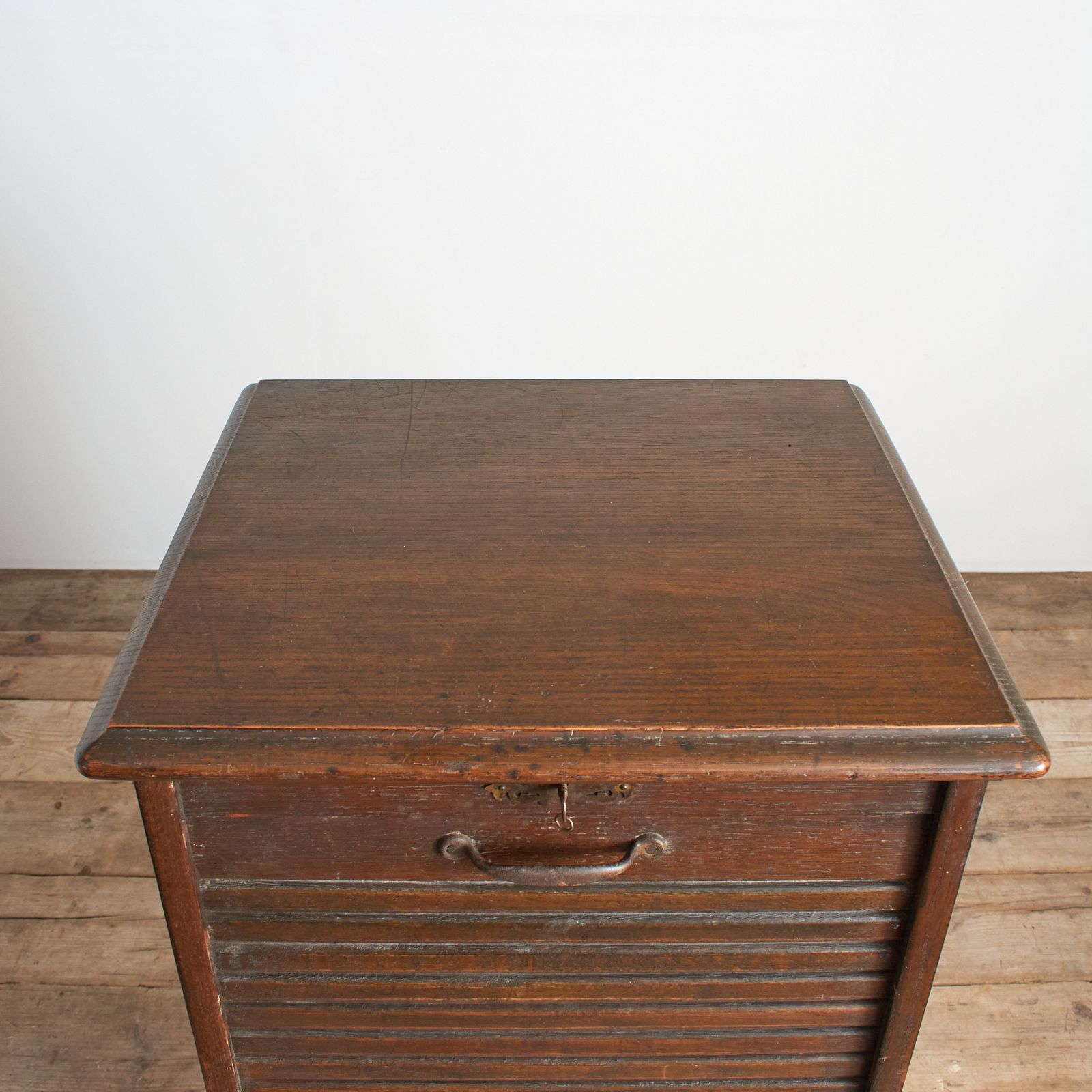 photo furniture Antique French Single Oak Tambour Filing Cabinet
