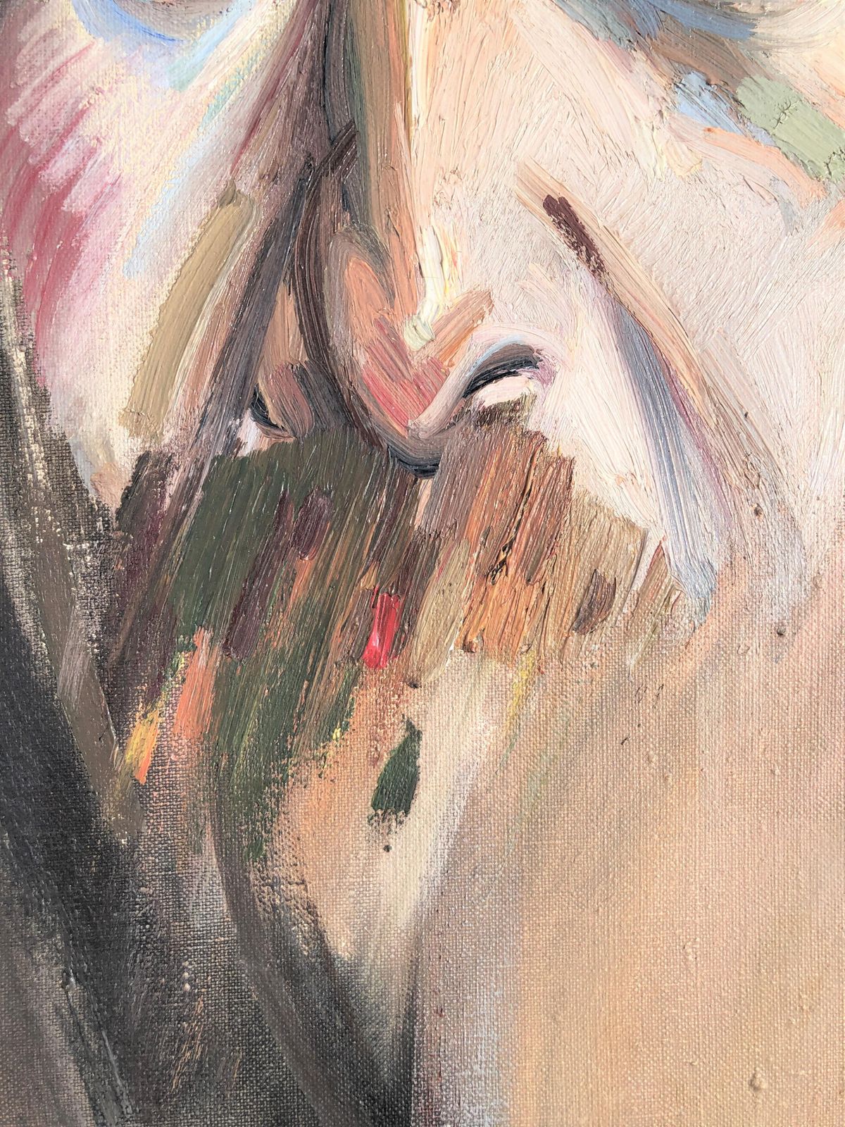 Joan Cruspinera Spanish Expressionist Self Portrait Painting Figurative Oil On Canvas Europe 1973. photo for sale
