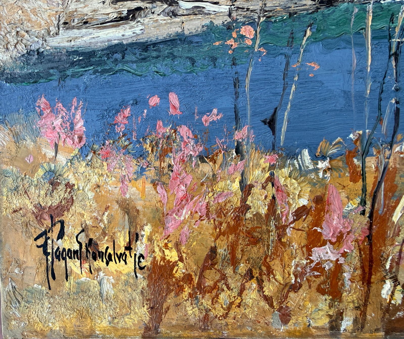 Jordi Pagans Montsalvatje Mediterranean Coastal Landscape Near Cadaqués Port Lligat Costa Brava Oil Spain 1975 photo furniture
