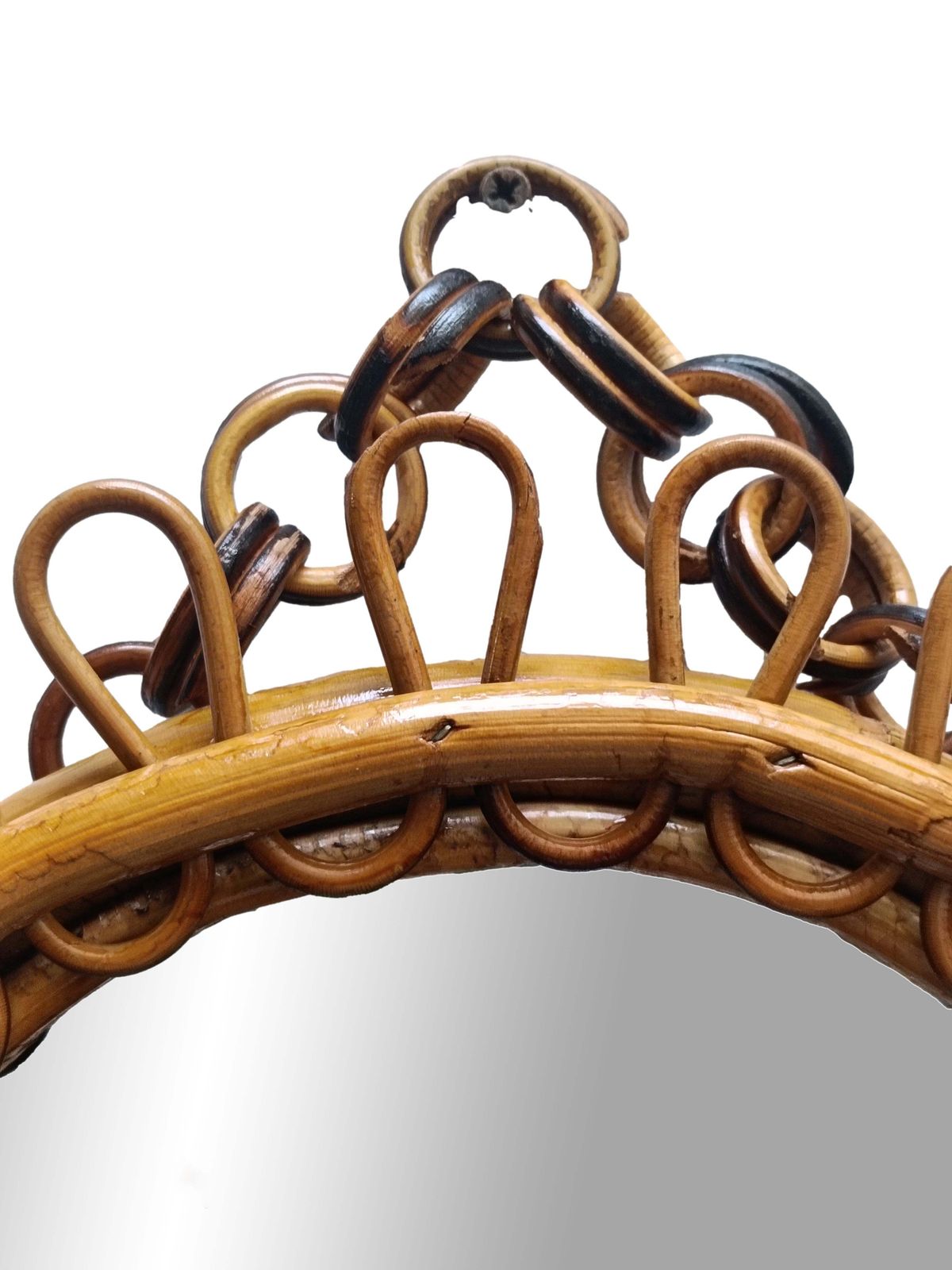 Olaf Von Bohr Style Oval Wall Mirror In Rattan, Italy 1960s. photo Home Decor