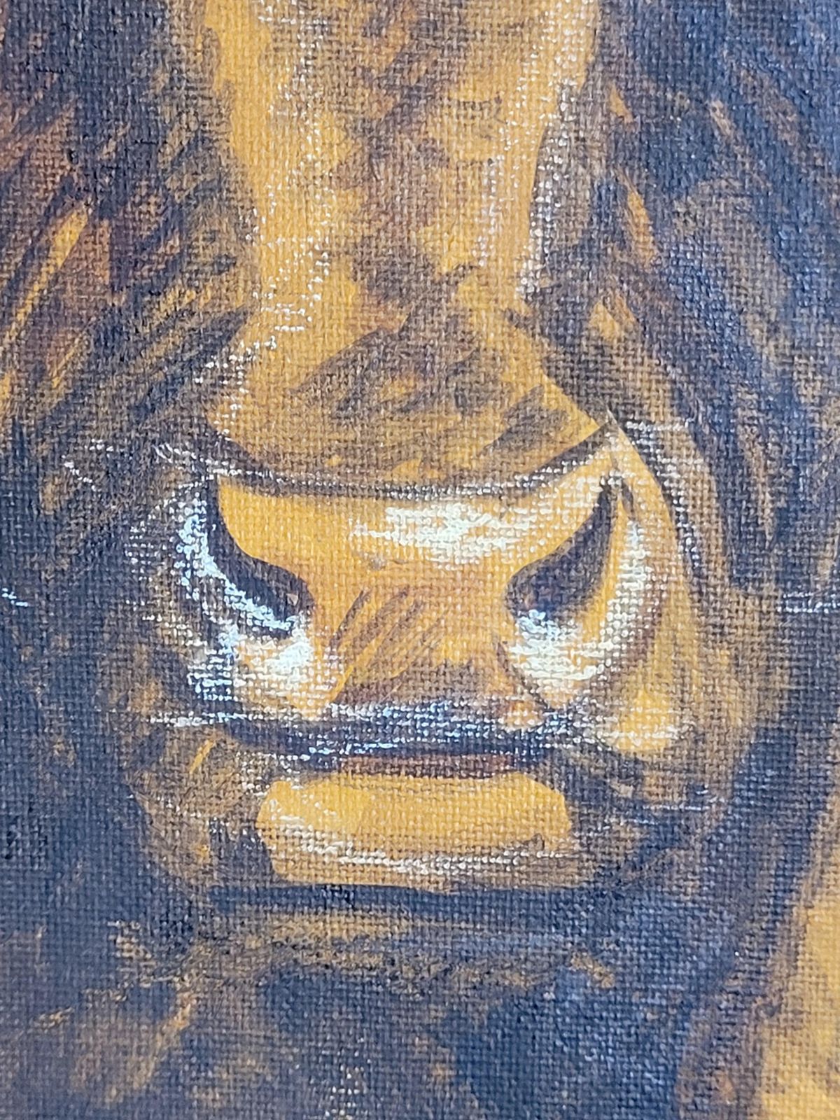 Bull Grazing, Late 20th Century Acrylic On Canvas, Signed, 100x50 Cm 1970s. photo 973.0
