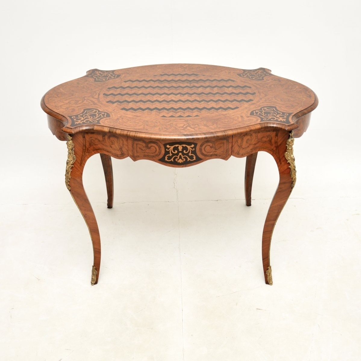 Antique French Inlaid Bureau Plat Desk photo furniture