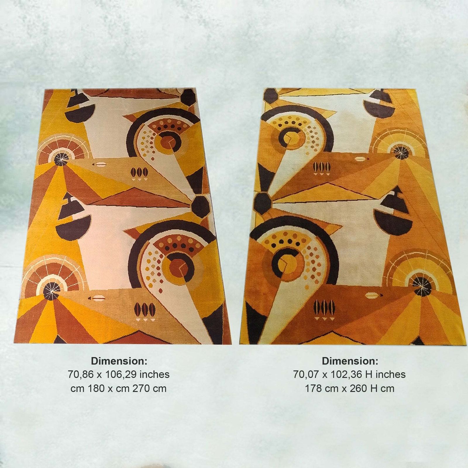 1950s Extremely Rare Pair Of French Constructivist Pure Wool Rugs / Tapestries photo for sale