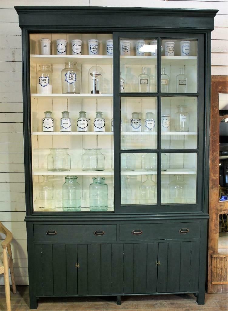 Large Old Painted Victorian Shop Display Cabinet Dresser Vintage Salvage Chippy photo buy