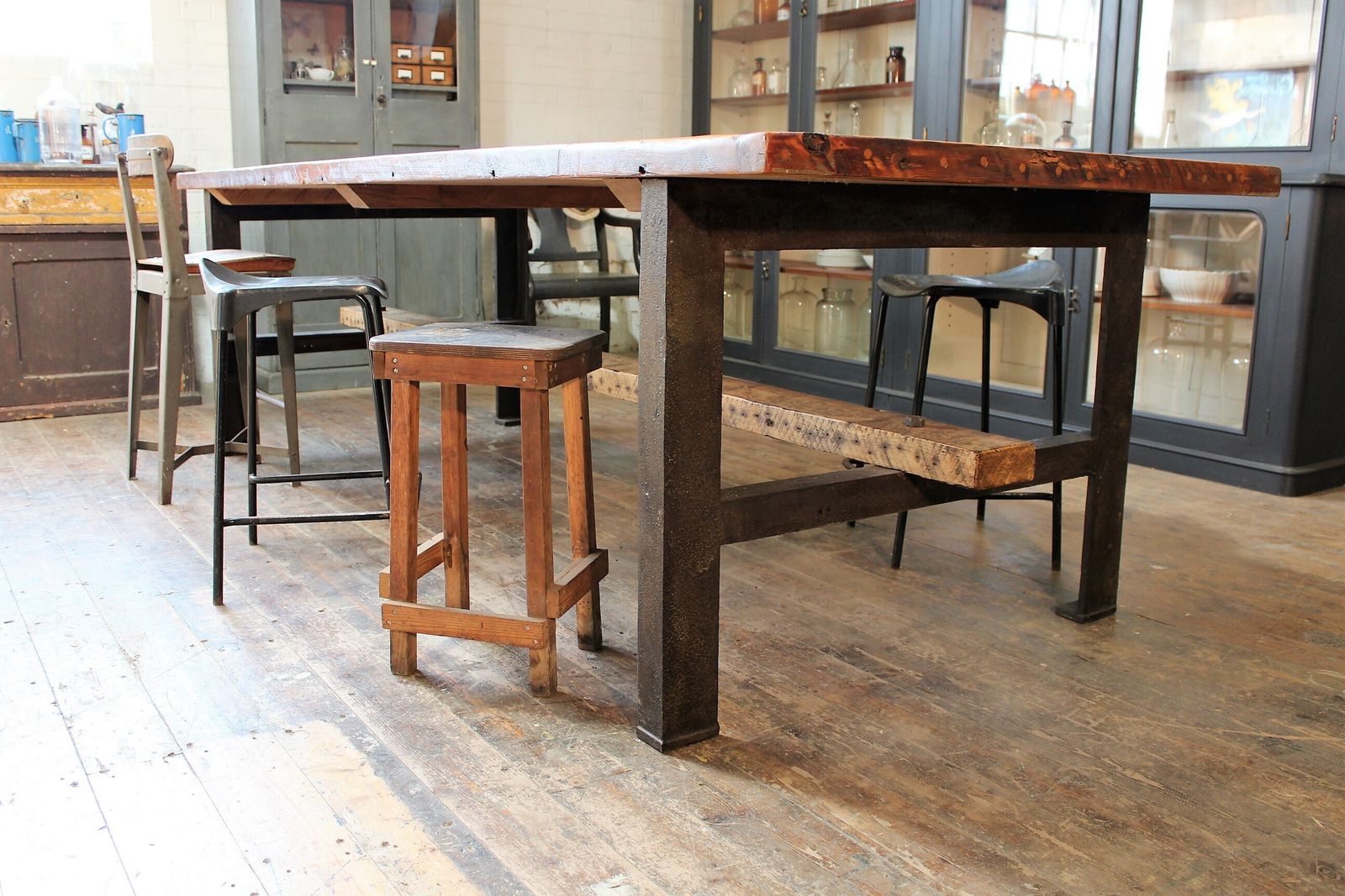 Large Old Mill Factory Table/Kitchen Island Vintage Industrial Salvage Vintage photo Furniture