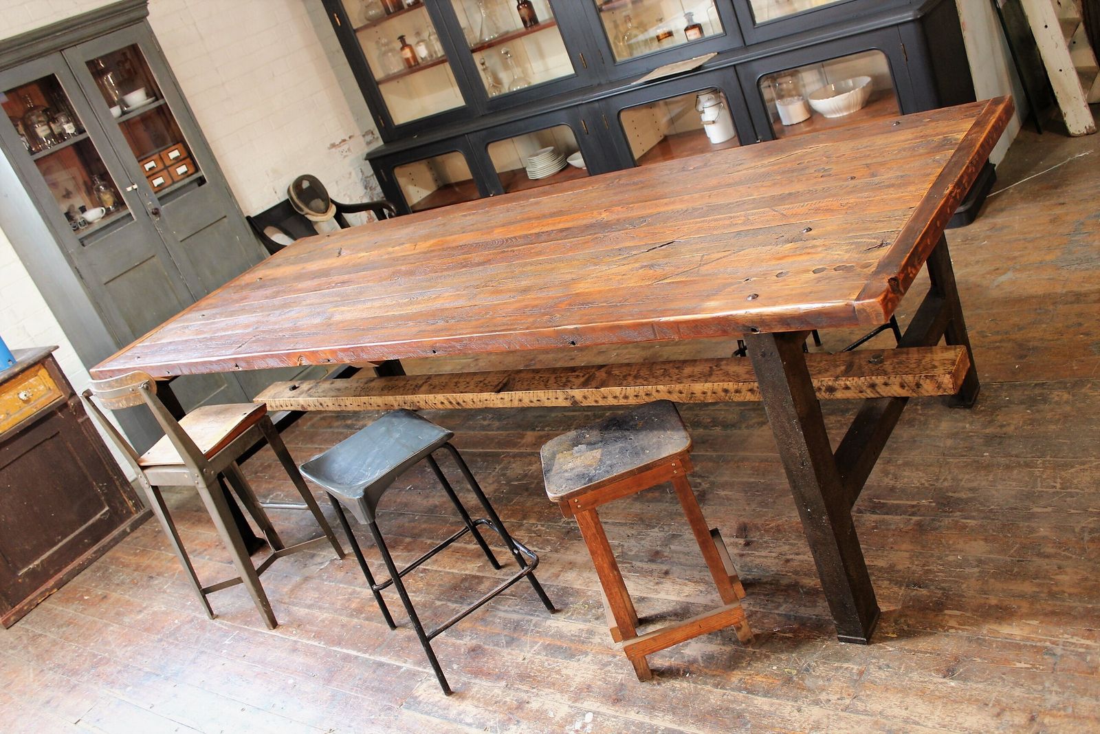 Large Old Mill Factory Table/Kitchen Island Vintage Industrial Salvage Vintage photo vinterior