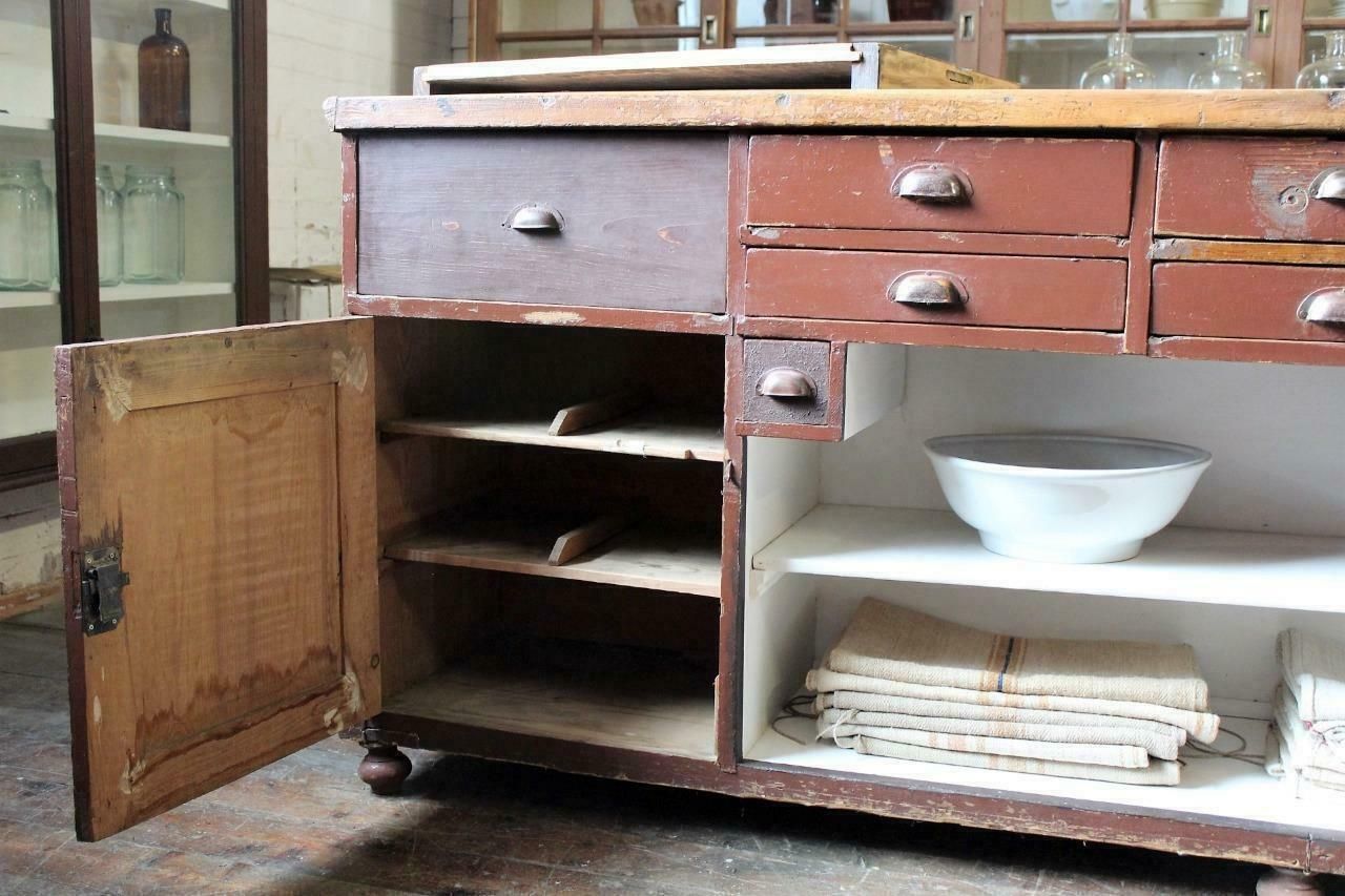 photo buy Large Old Original Apothecary Shop Counter/Kitchen Island Haberdashery Salvage