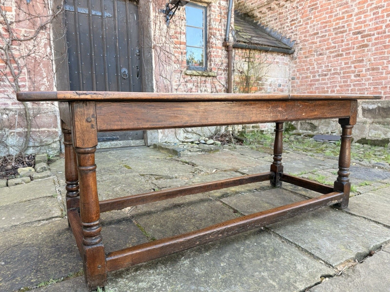 Antique English Country Rustic Farmhouse Refectory  Kitchen Dining Table C1850 photo vinterior