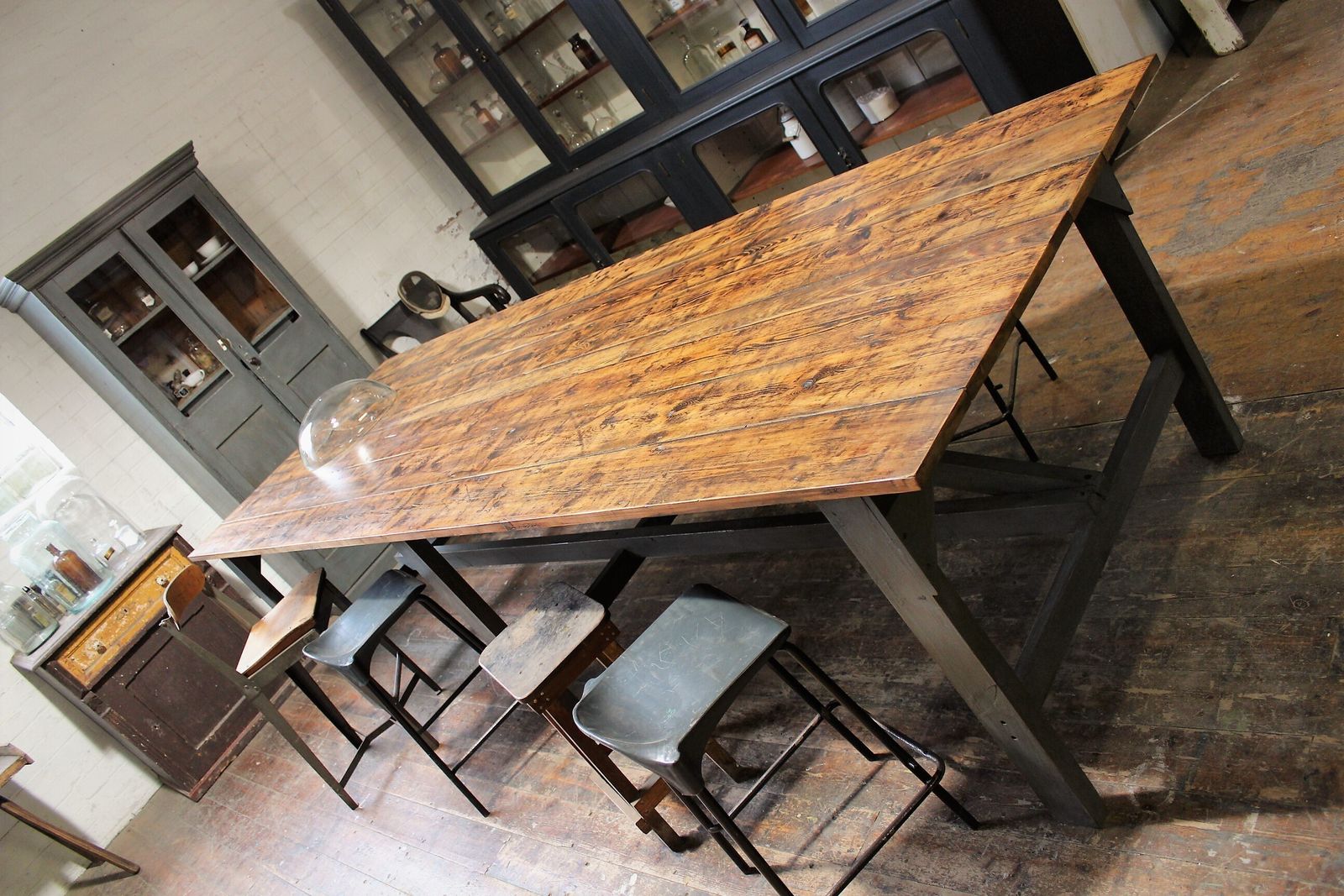 Large Old Factory Table/Kitchen Island Vintage Industrial Salvage Restaurant Bar photo for sale