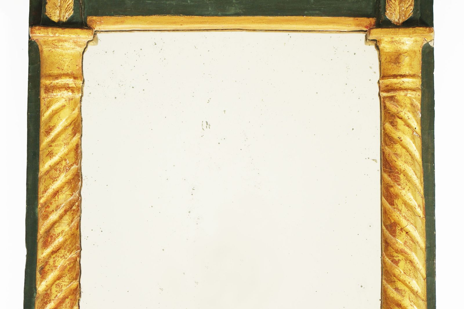 Rectangular Mirror In Green Lacquered & Gilded Wood, 19th Century French Empire Period photo furniture