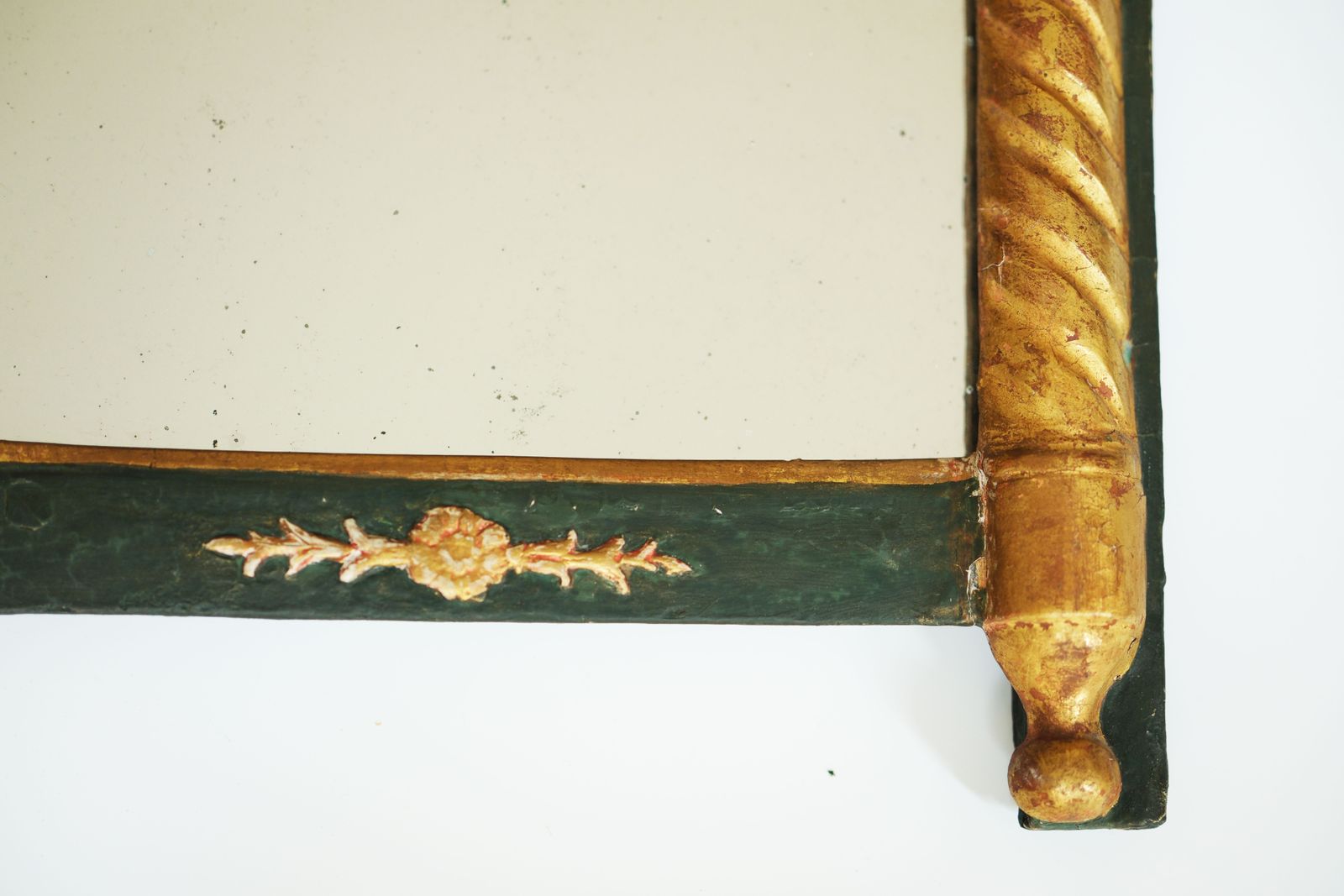Rectangular Mirror In Green Lacquered & Gilded Wood, 19th Century French Empire Period photo buy