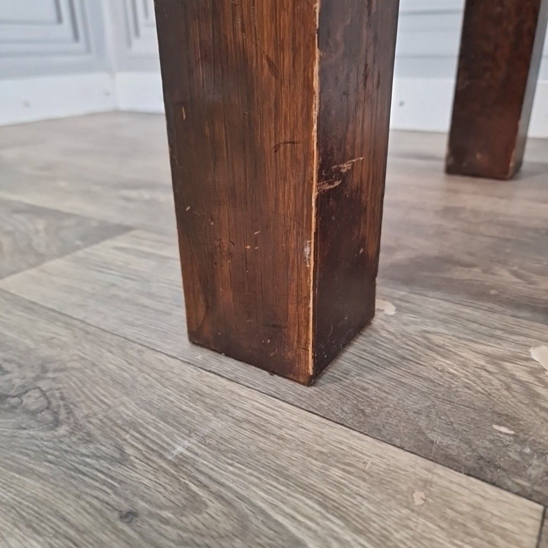 photo for sale Vintage Coffee Side Table Rustic Wooden Chunky Farmhouse Style Retro Square