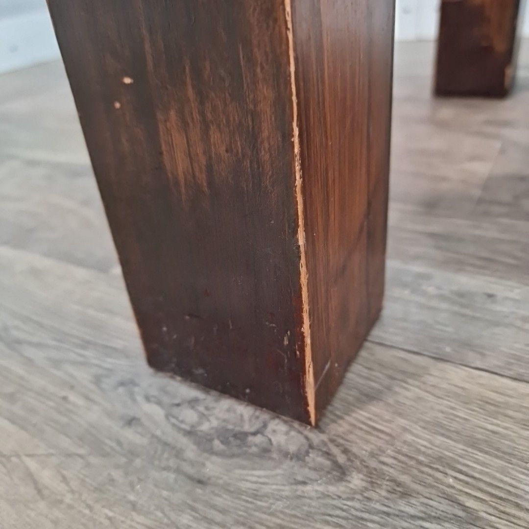 photo buy Vintage Coffee Side Table Rustic Wooden Chunky Farmhouse Style Retro Square