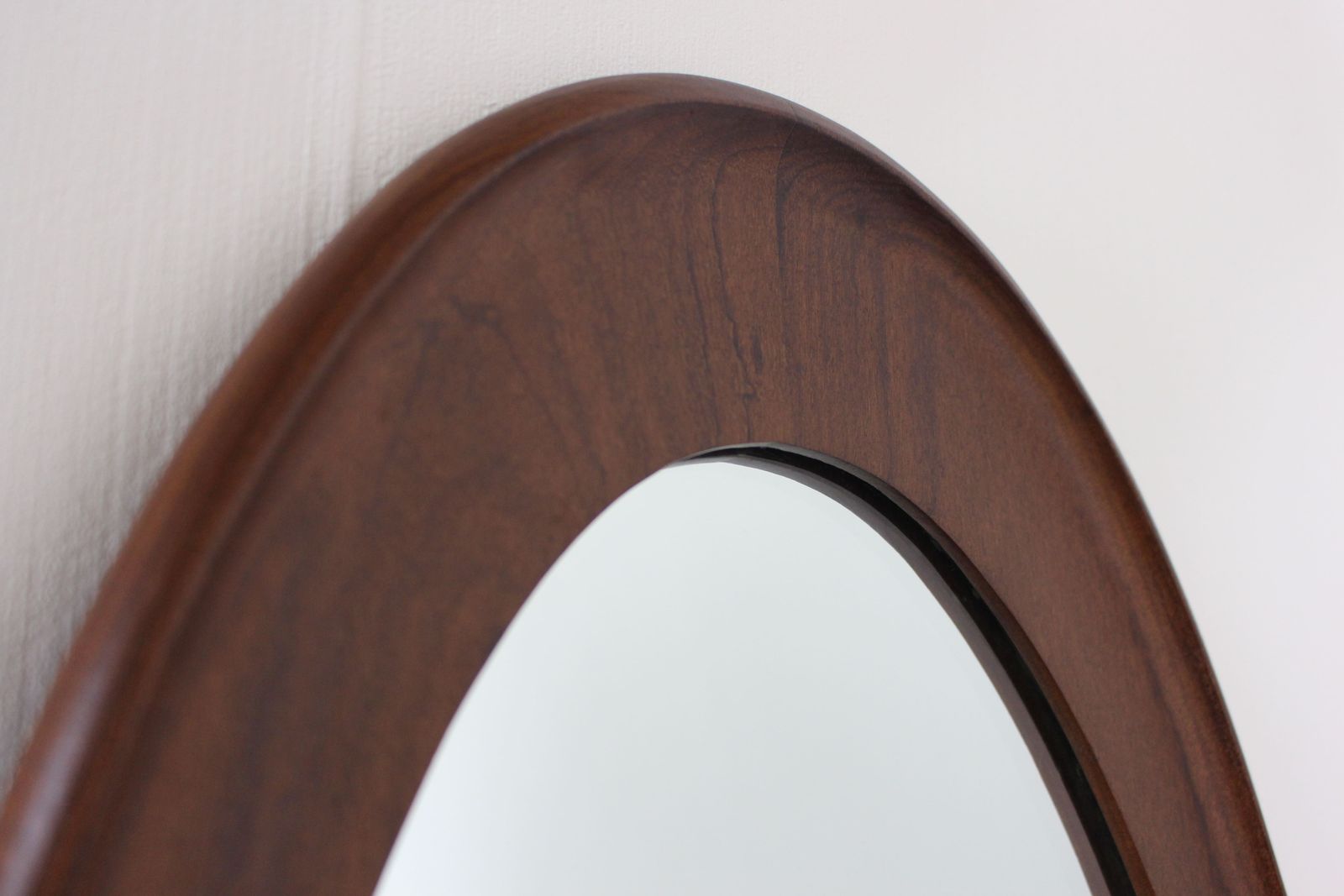 1960’s Large Danish Dark Teak Oval Mirror photo Home Decor