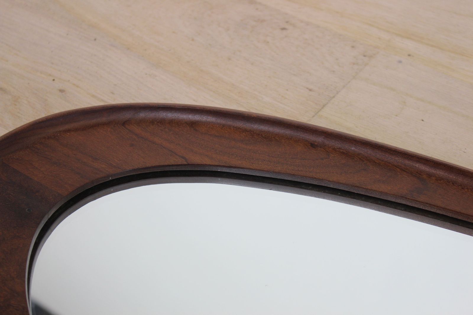 1960’s Large Danish Dark Teak Oval Mirror photo 575.0