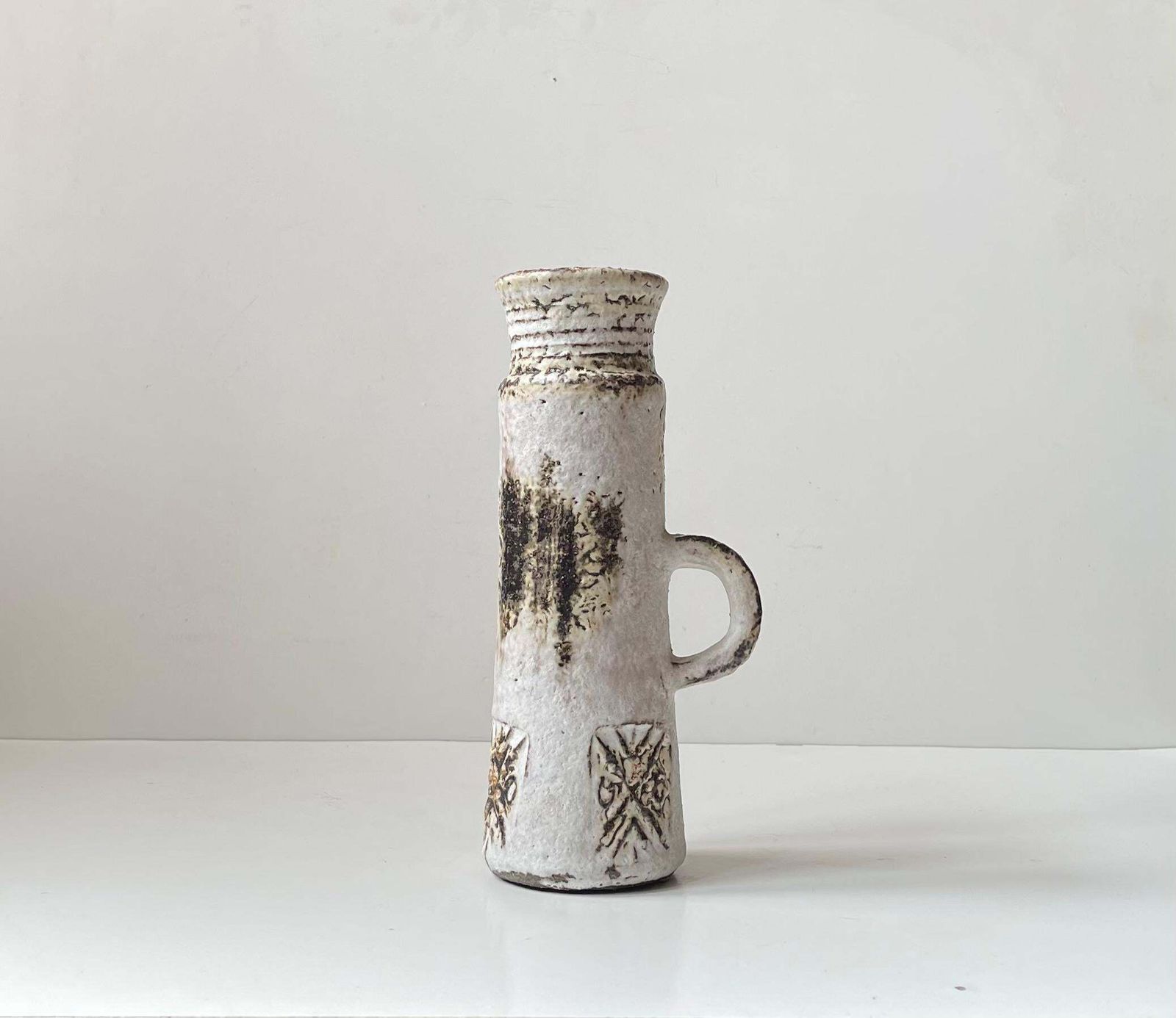Brutalist Glazed Stoneware Vase In The Style Of Jacques Blin photo for sale