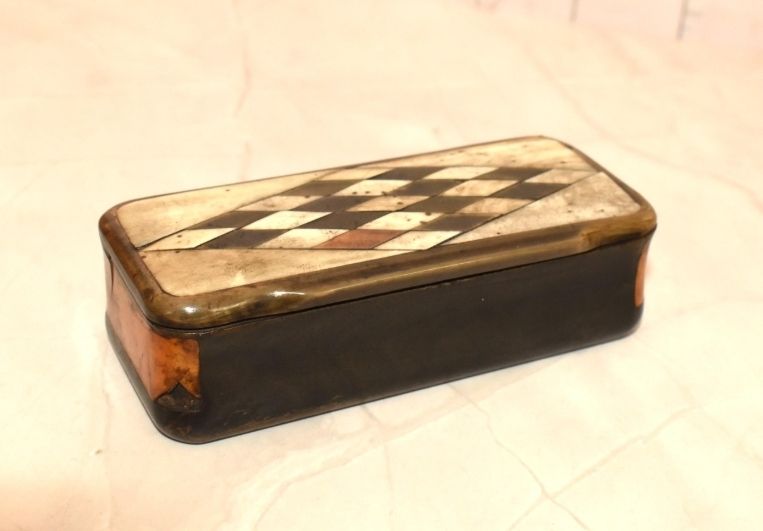 Georgian Horn Snuff Box Parquetry Lid, George III, 1806 photo buy