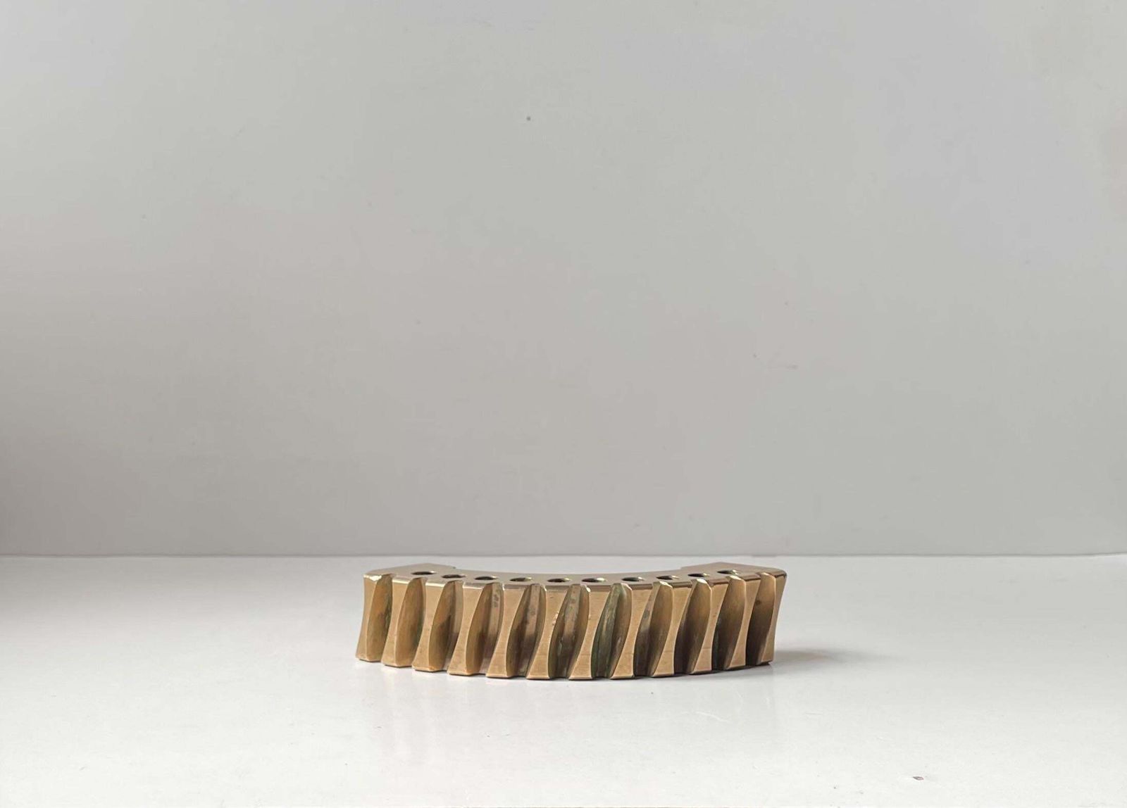 Scandinavianbrutalist Object In Polished Bronze   Gear Fragment Penholder, 1970s photo furniture