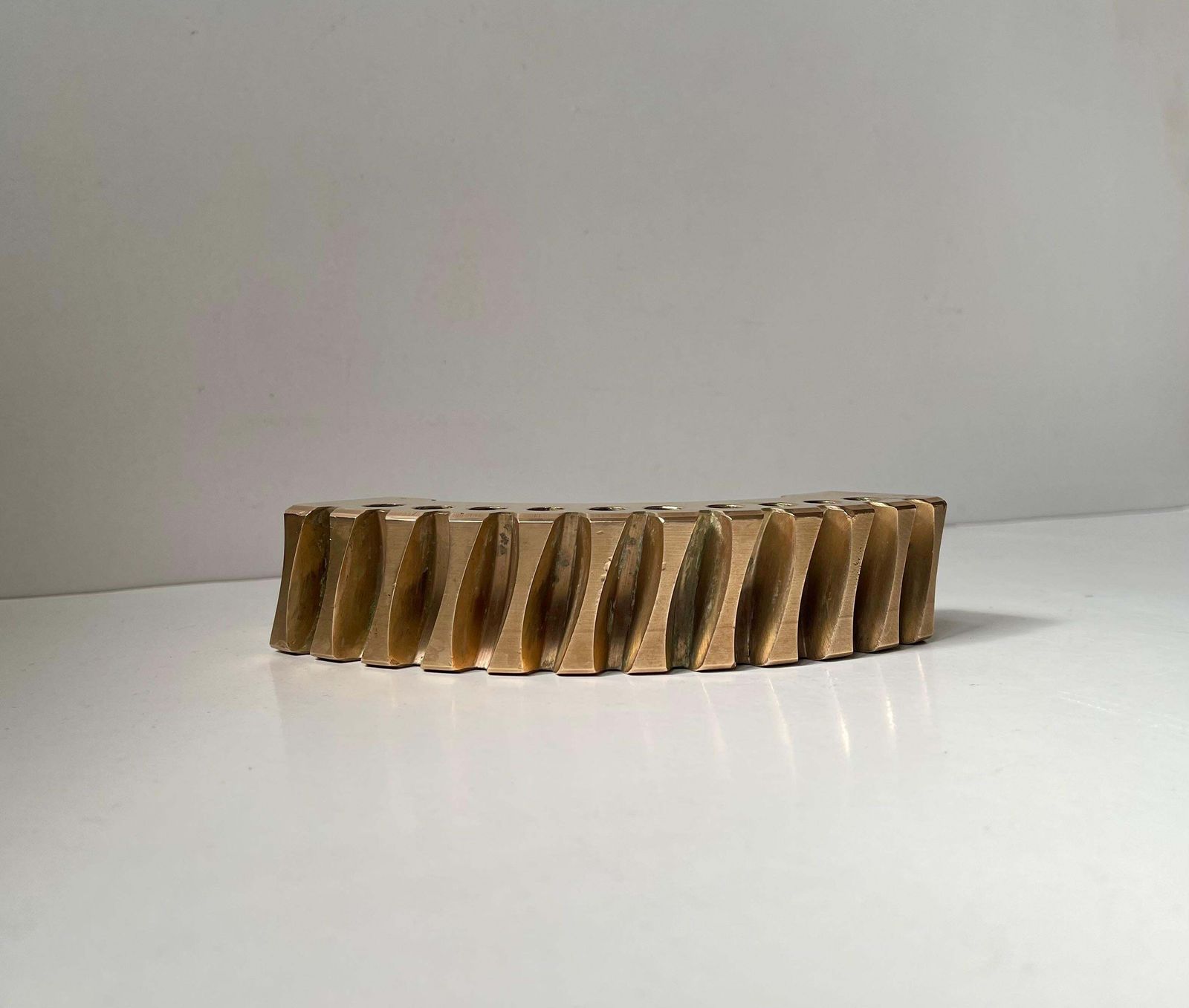 Scandinavianbrutalist Object In Polished Bronze   Gear Fragment Penholder, 1970s photo 481.0