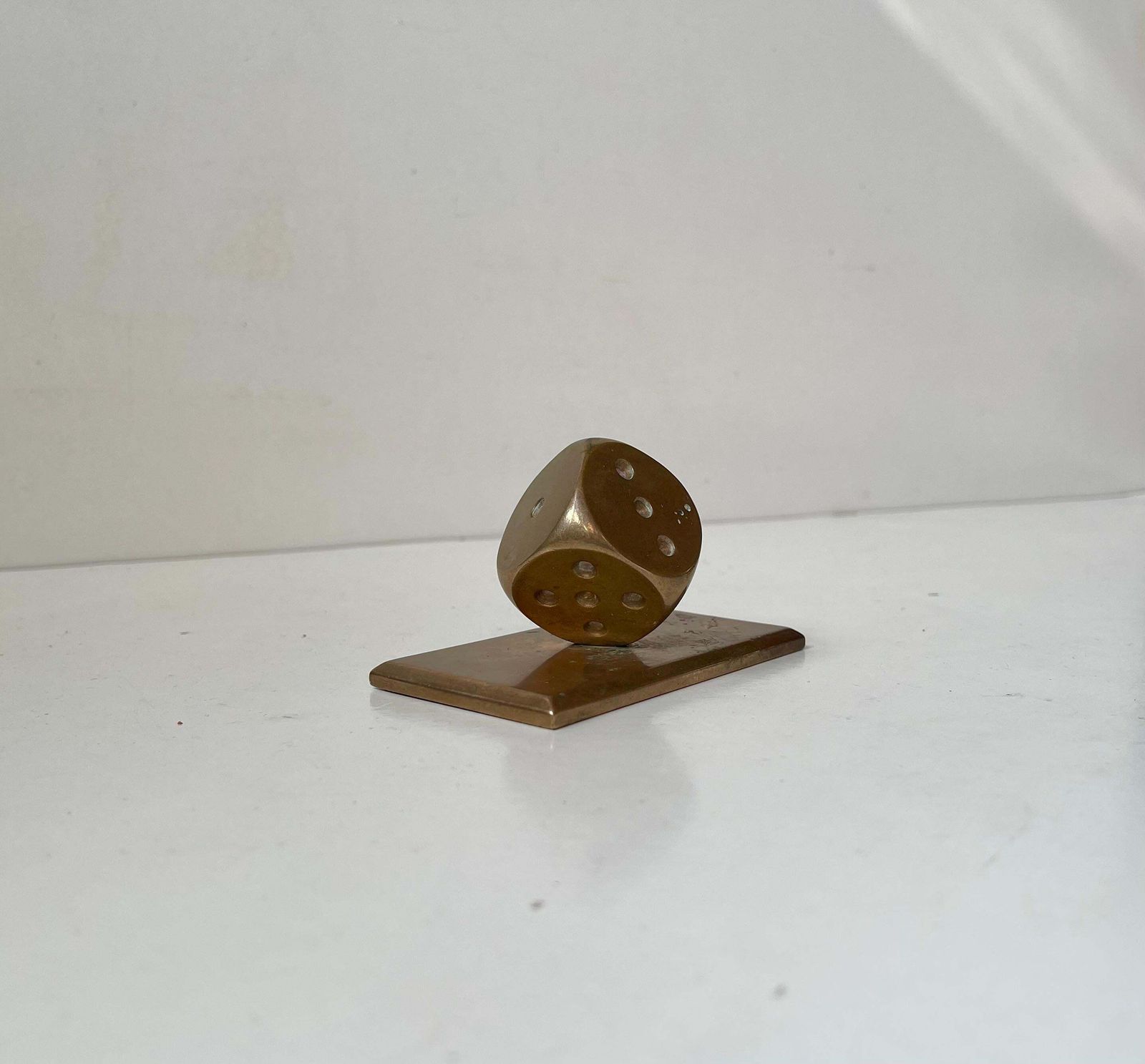 Art Deco Desk Sculpture Or Paperweight Of Dice In Bronze, 1930s photo Art