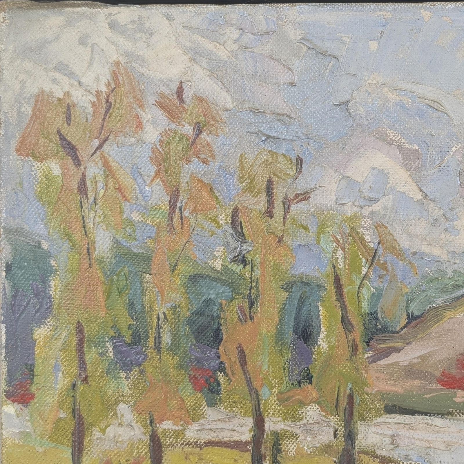 Vintage Impressionist River Landscape Oil Painting By Marx, French Countryside Art photo furniture