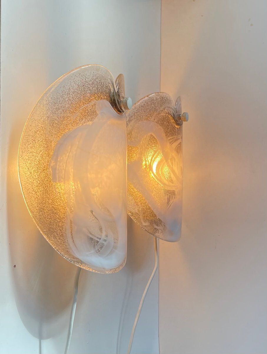 Danish Modern Art Glass Wall Sconces By Per Lütken For Holmegaard, 1970s, Set Of 2 photo furniture