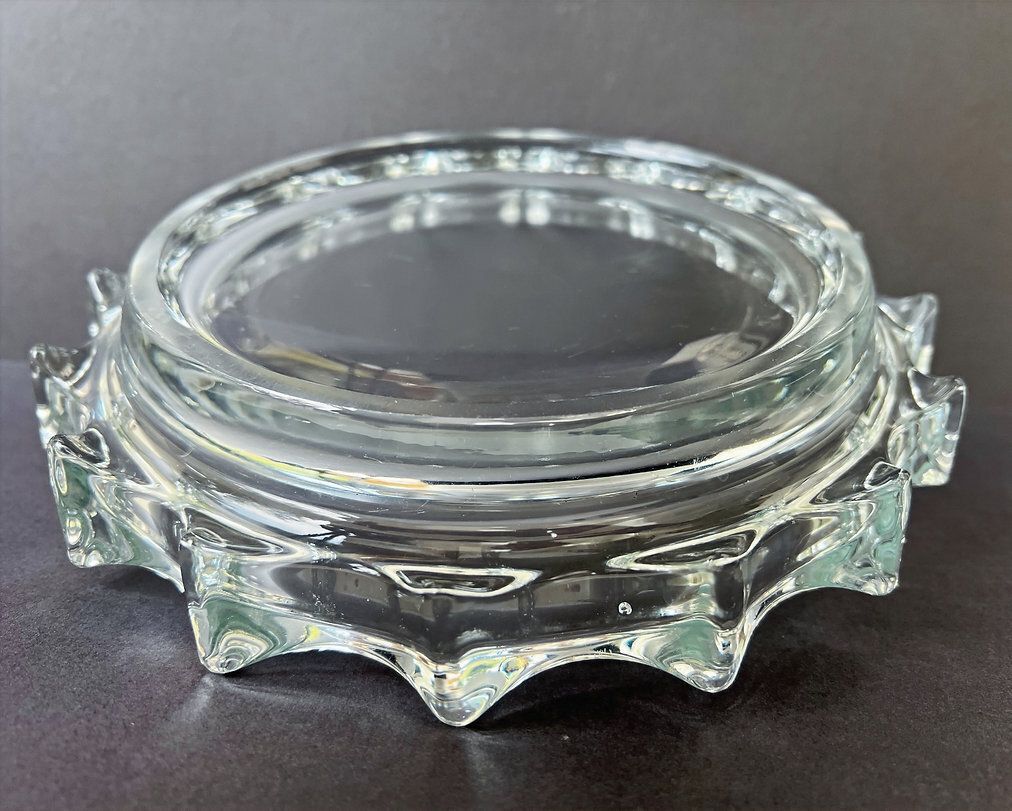 photo furniture Vintage Iceberg Glass Plate By Rudolf Jurnikl For Sklo Union. Mid Century Modern