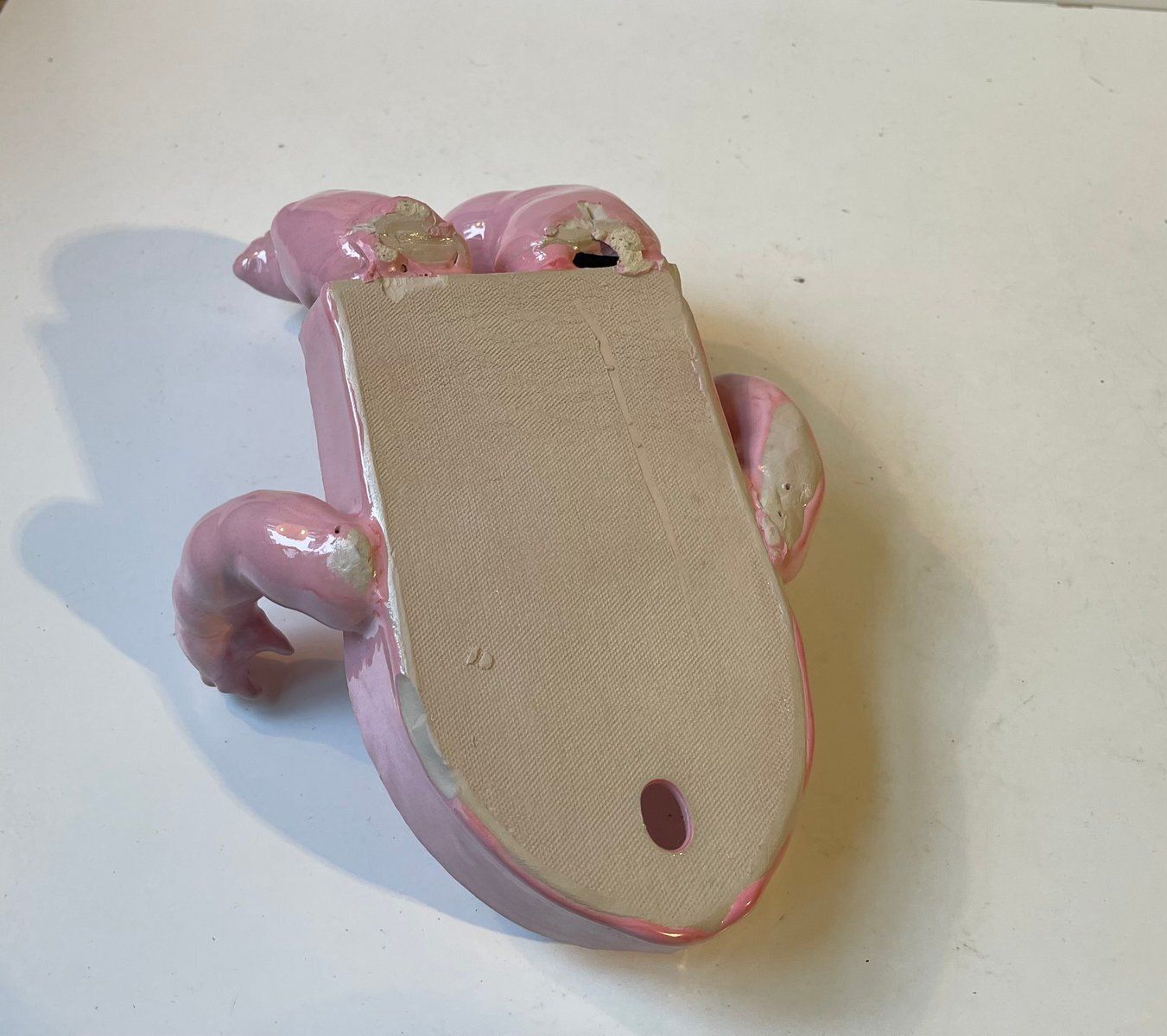 Surrealist Baby Body Vanity Shelf In Pink Glazed Ceramic, 2000s photo vintage