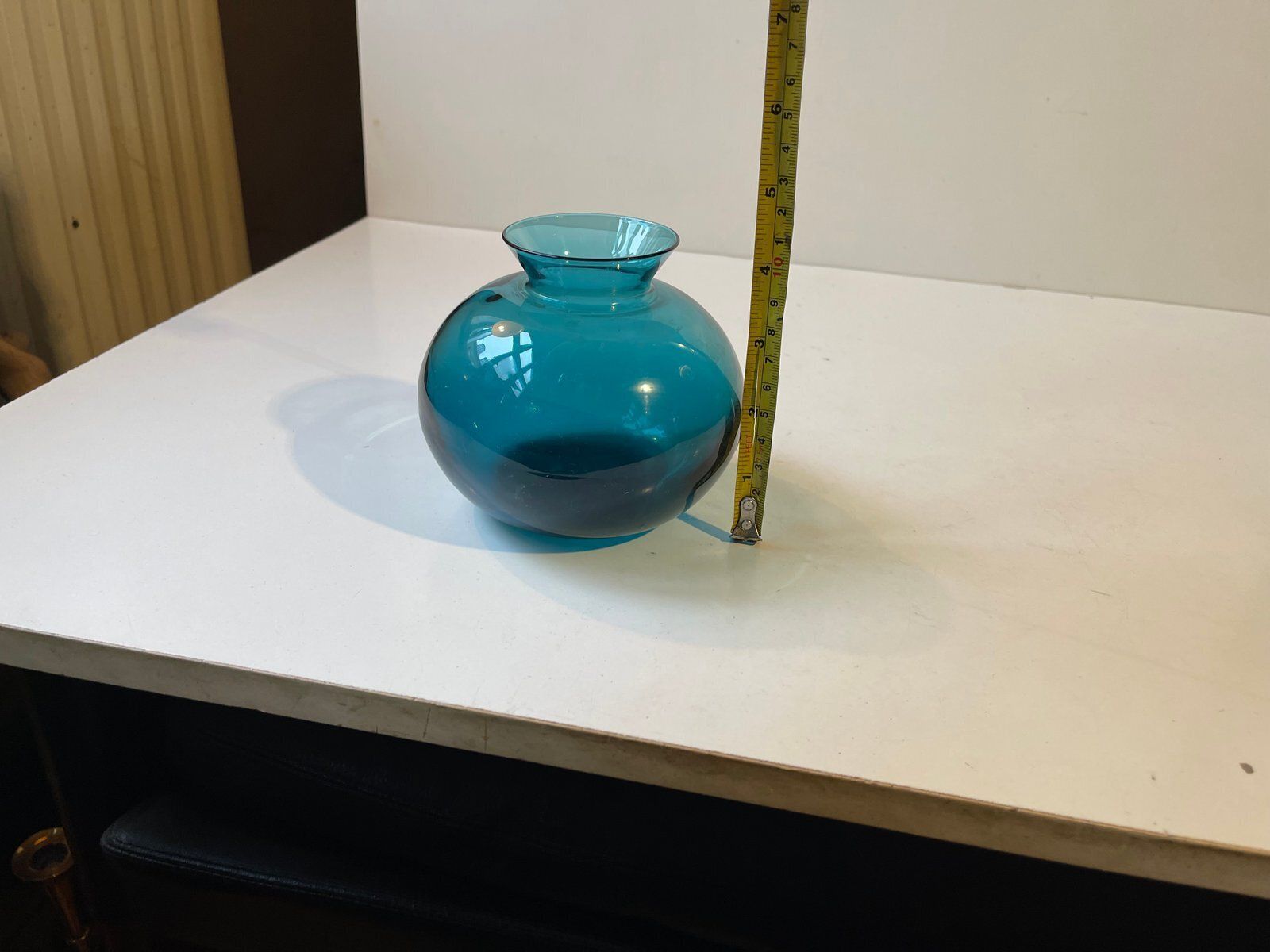 Modernist Petrol Blue Glass Vase By Gunnar Ander For Lindshammar, 1950s photo 256.0