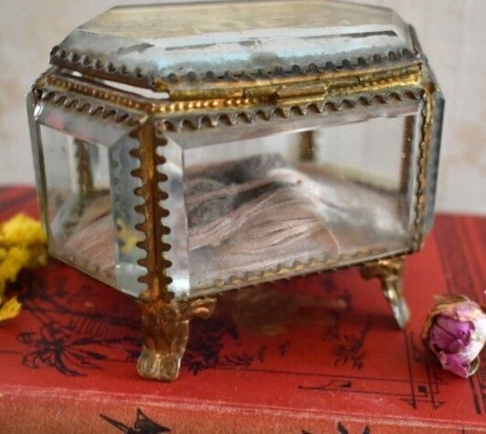 Antique French Ormolu Glass Jewellery Casket With Le Havre Scene photo 124.0