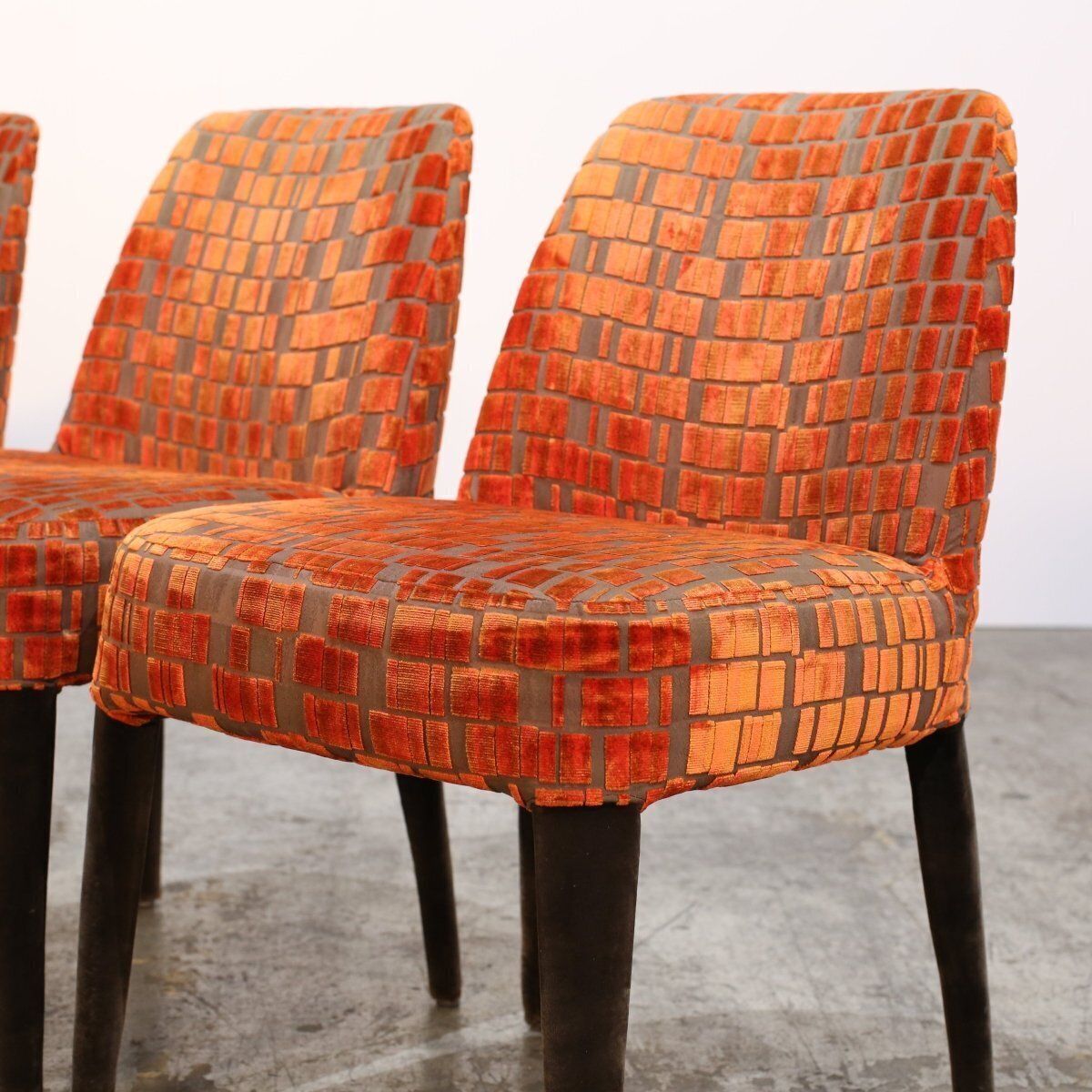 Maxalto Orange Patterned Febo Dining Chairs By Antonio Citterio, Set Of Four photo Furniture