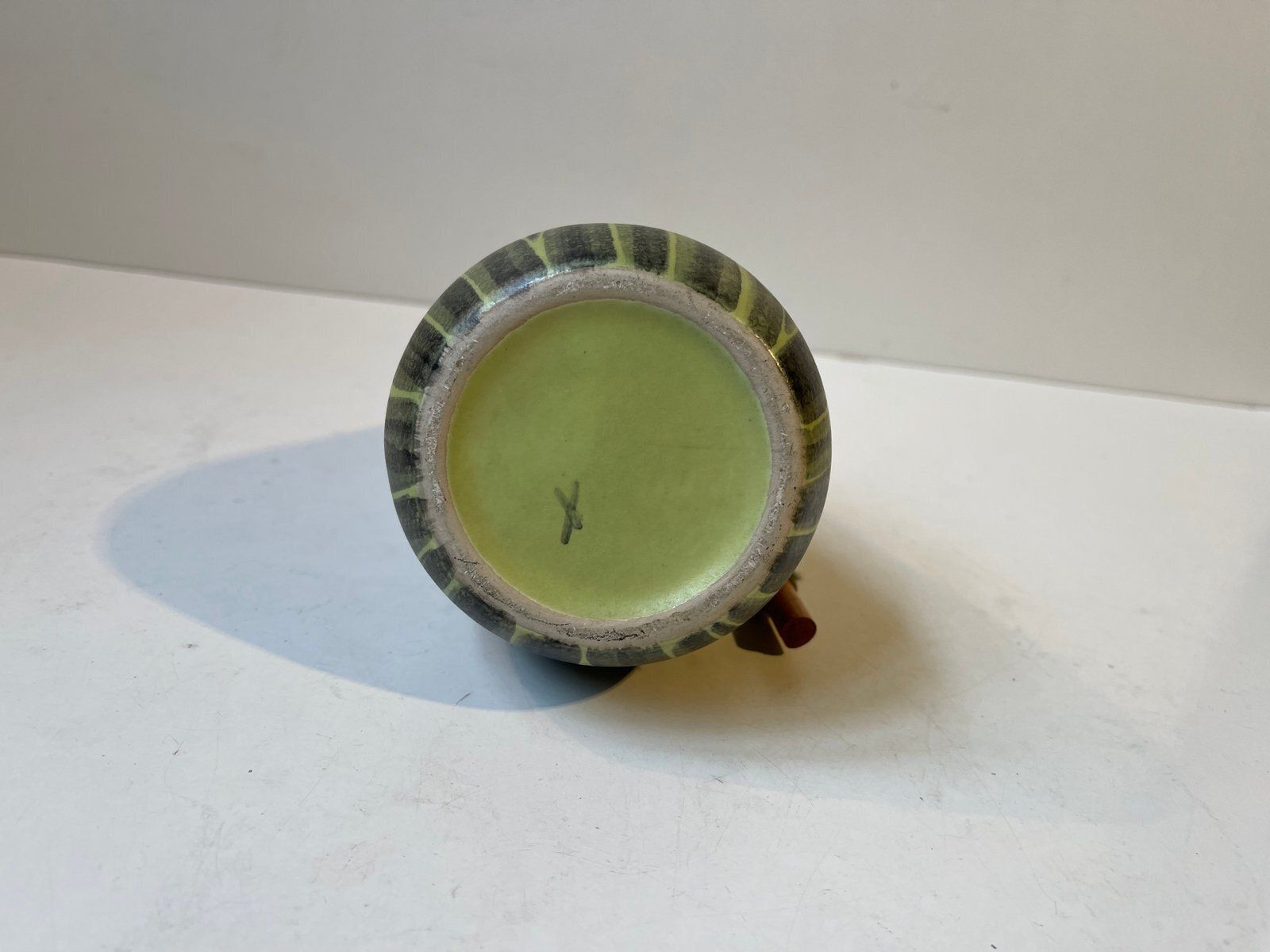 Modern Danish Ceramic Pumpkin Vase With Bamboo Handle From Elisabeth Loholt, 1950s photo 287.0
