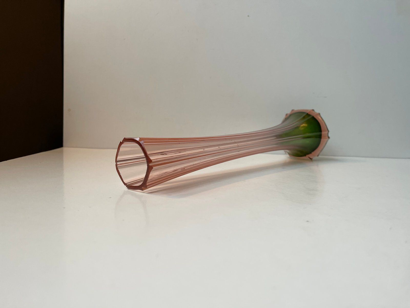 Art Deco French Pink And Green Glass Vase, 1920s photo vinterior