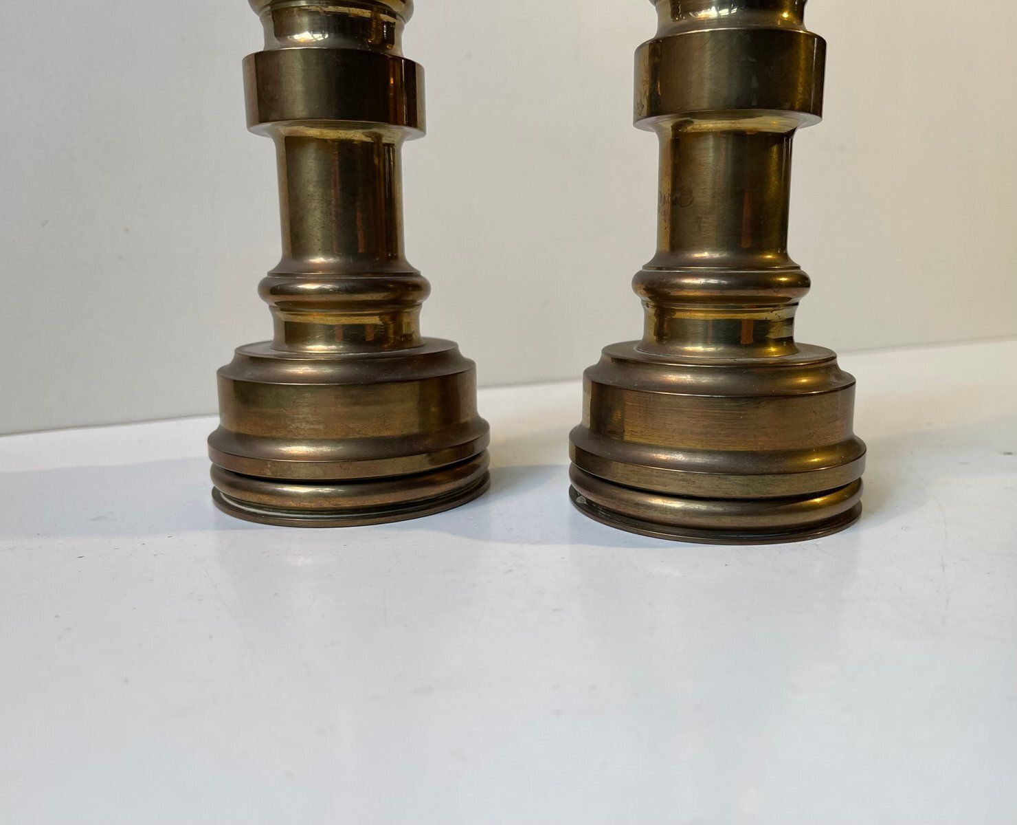 Mid Century Industrial Candlesticks In Bronze, 1950s, Set Of 2 photo Home Decor