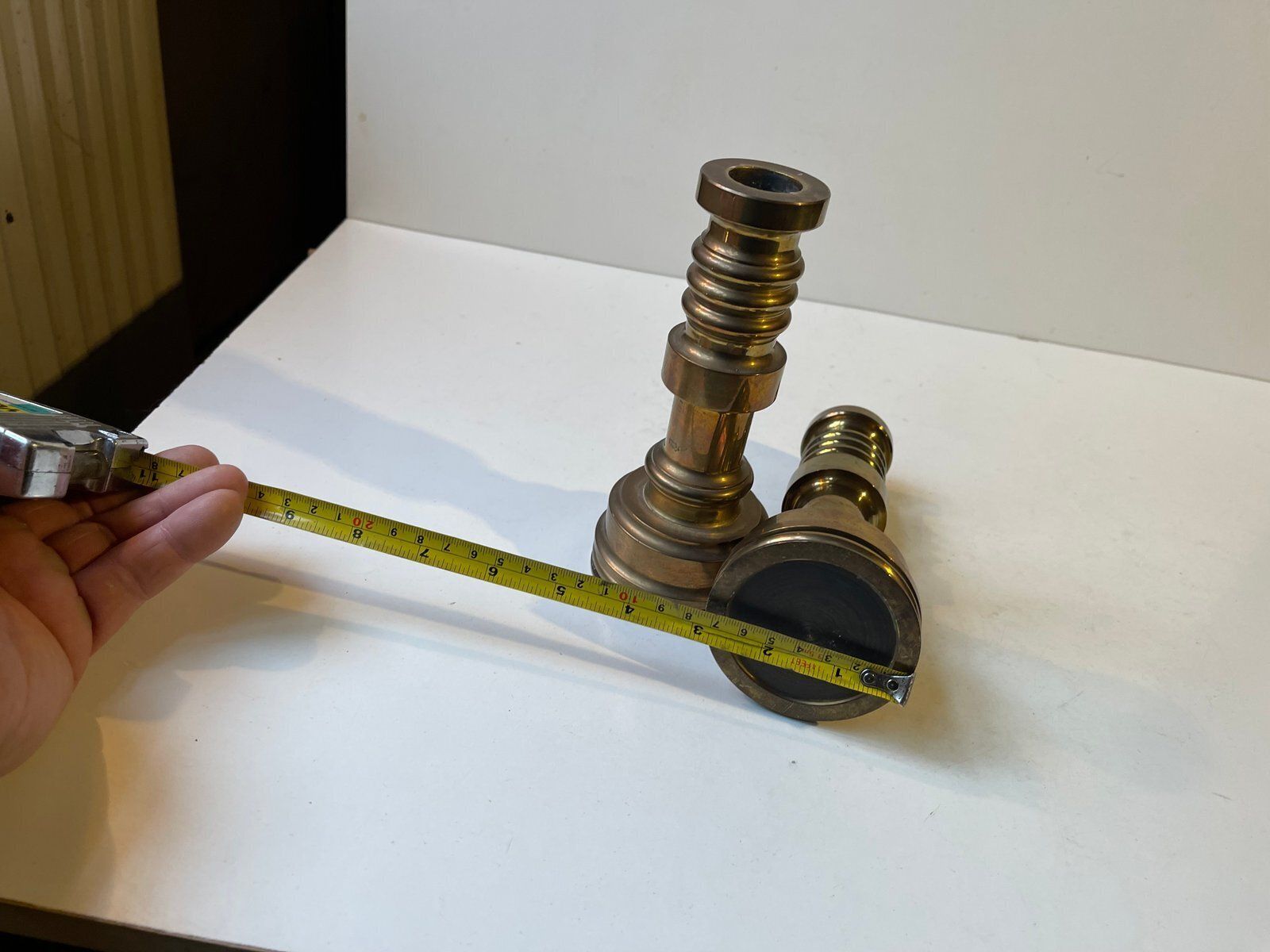 Mid Century Industrial Candlesticks In Bronze, 1950s, Set Of 2 photo vinterior