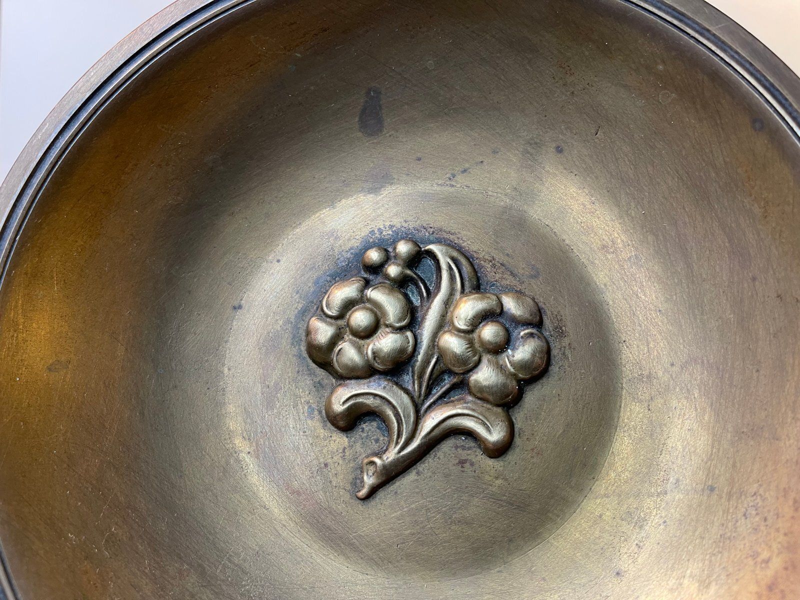Art Deco Bronze Bowl With Flowers From Njal, Denmark, 1930s photo vinterior